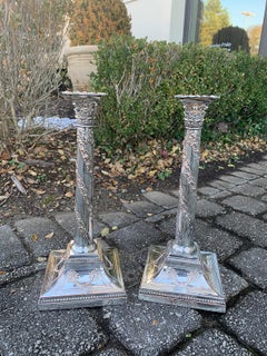 Pair of 19th-20th Century English Silver Candlesticks, Marked England