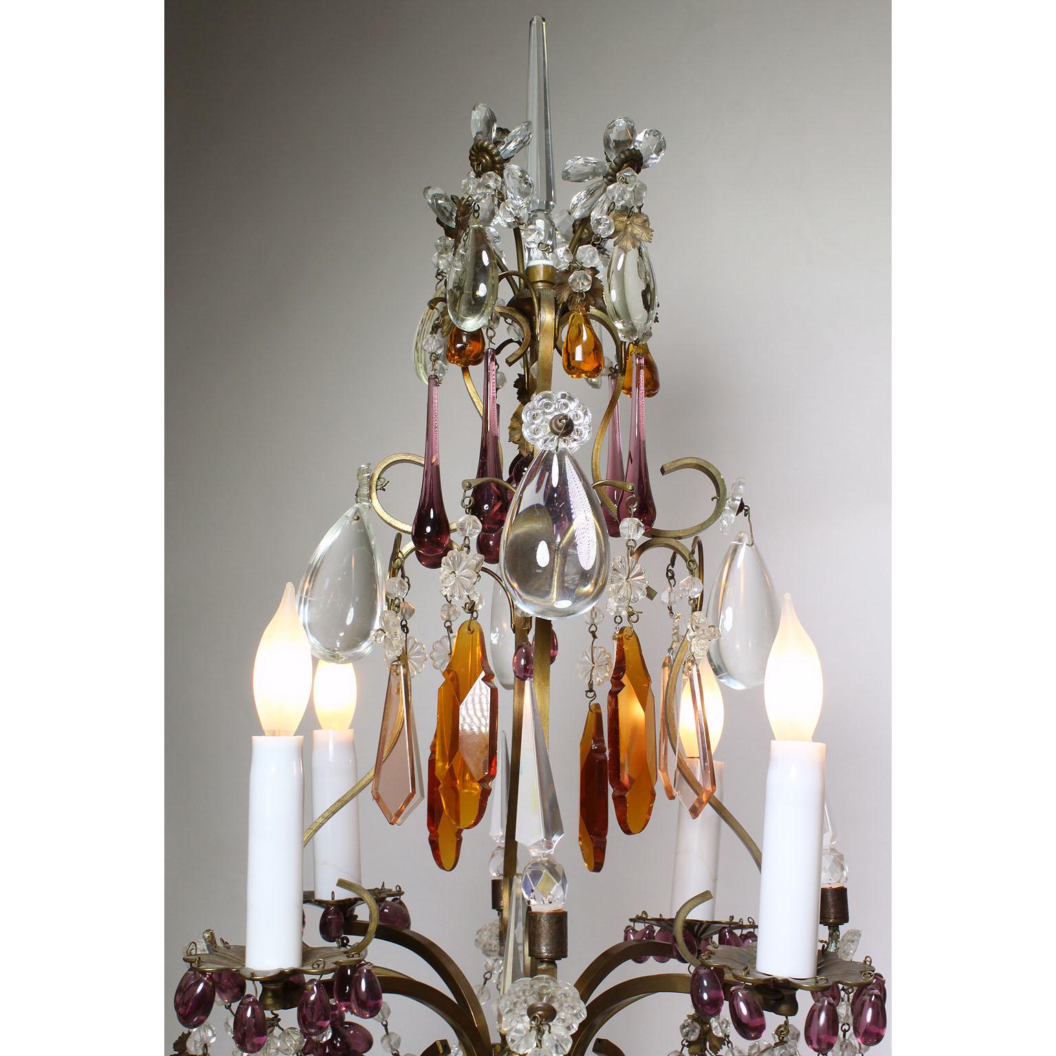 Début du 20ème siècle Paire de lampes de table Girandole à fruits en verre taillé florentin du XIXe-XXe siècle en vente