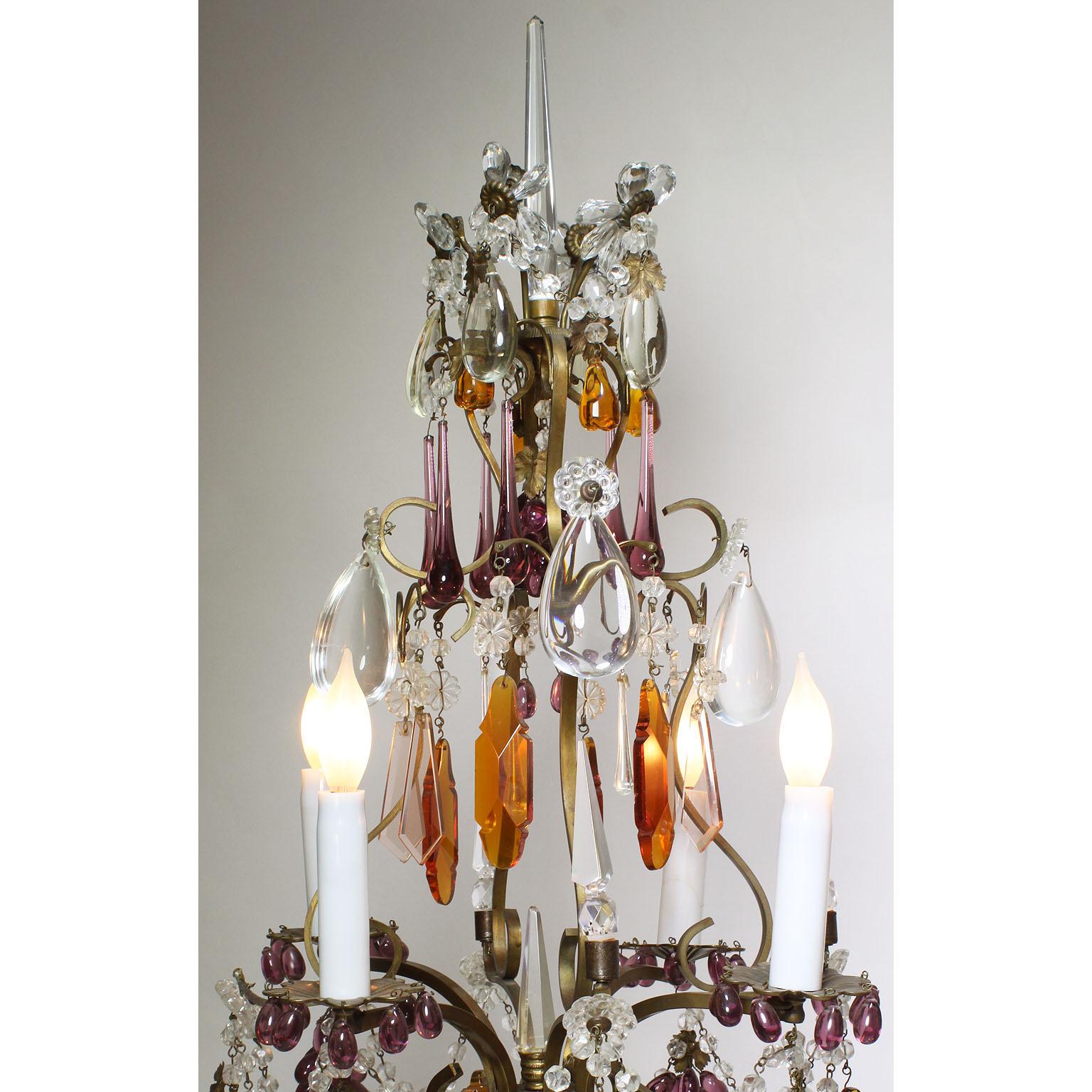 Paire de lampes de table Girandole à fruits en verre taillé florentin du XIXe-XXe siècle en vente 1