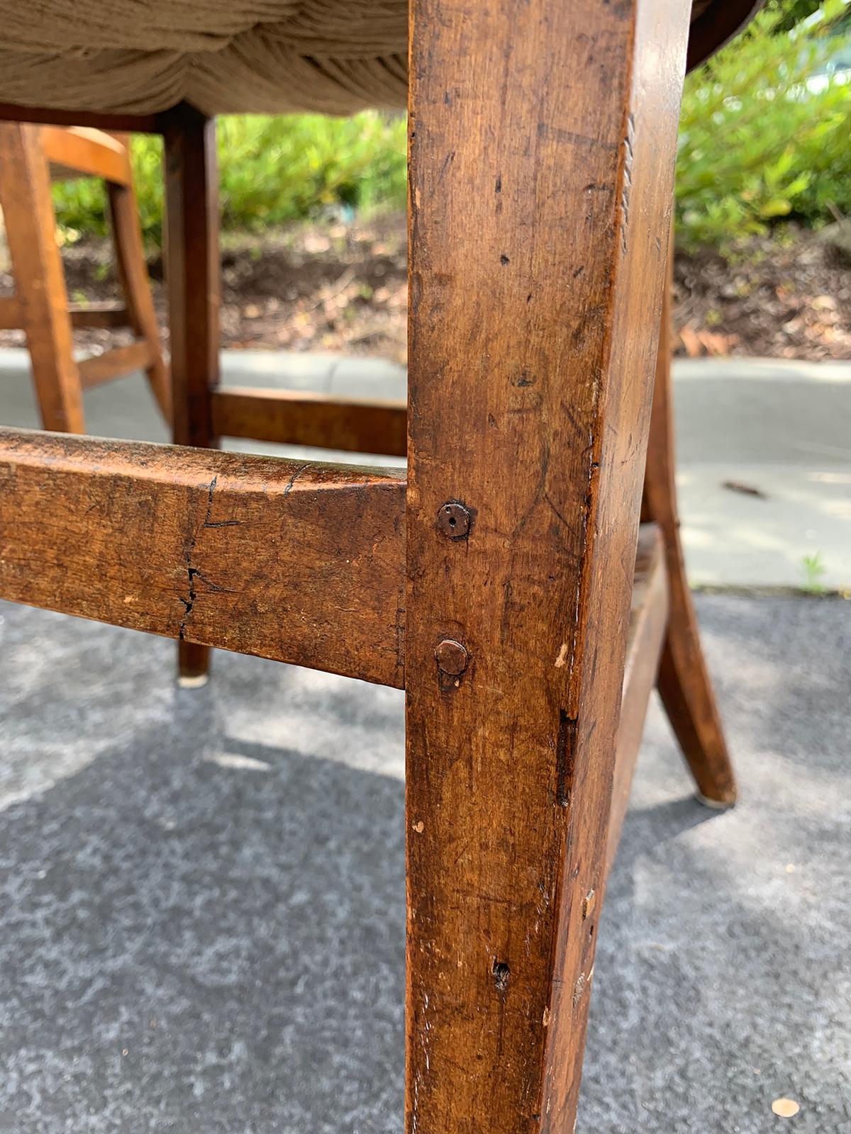 Pair of 19th-20th Century French Country Carved Side Chairs with Rush Seats 12