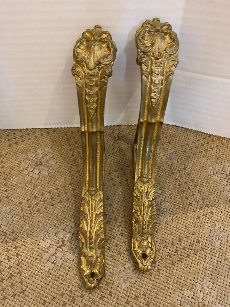 Pair of 19th20th Century Gilt Bronze Curtain Rod Brackets For Sale at 1stDibs bronze curtain