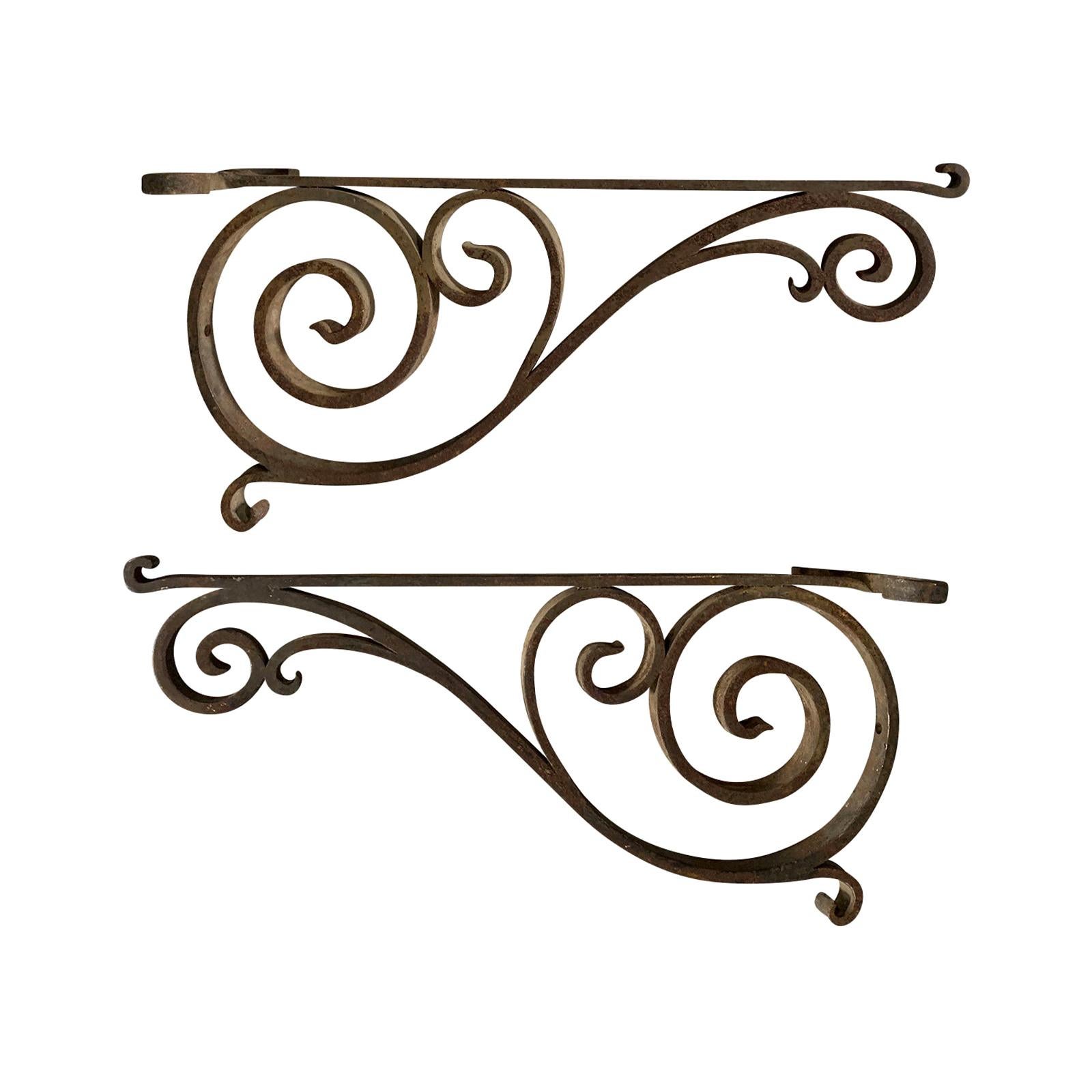 Pair of 19th-20th Century Iron Brackets