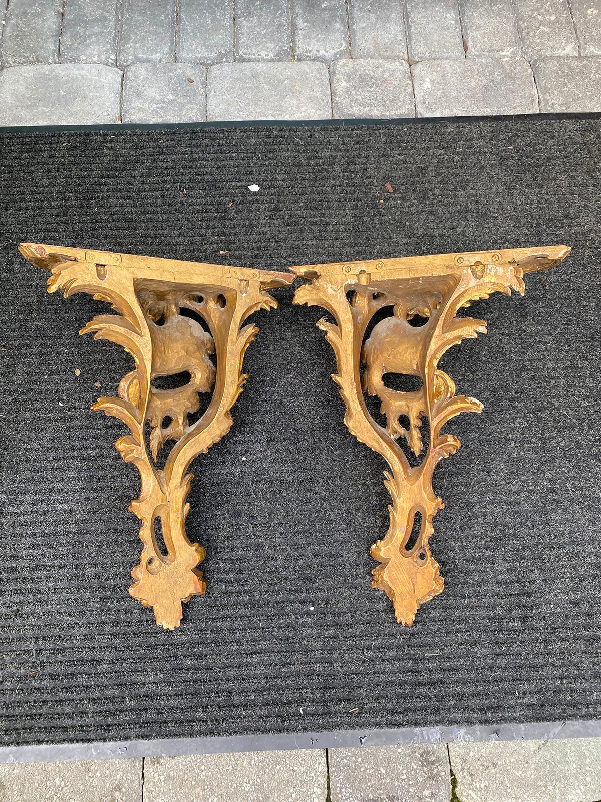 Pair of 19th-20th Century Italian Rococo Giltwood Wall Brackets 12