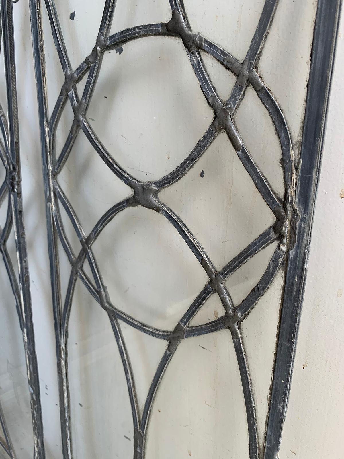 Pair of 19th-20th Century Leaded Glass Architectural Panes / Transoms For Sale 3