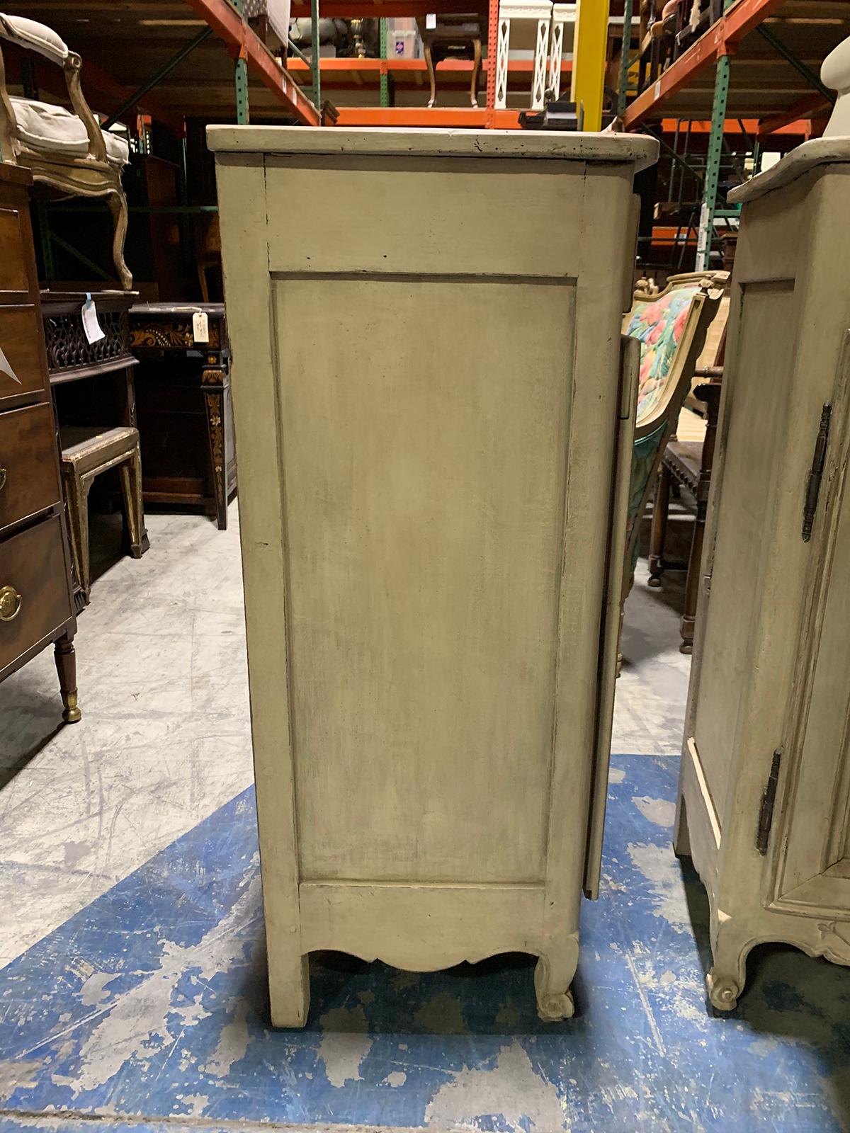 Pair of 19th-20th Century Louis XV Style Provincial Painted Cabinets For Sale 15