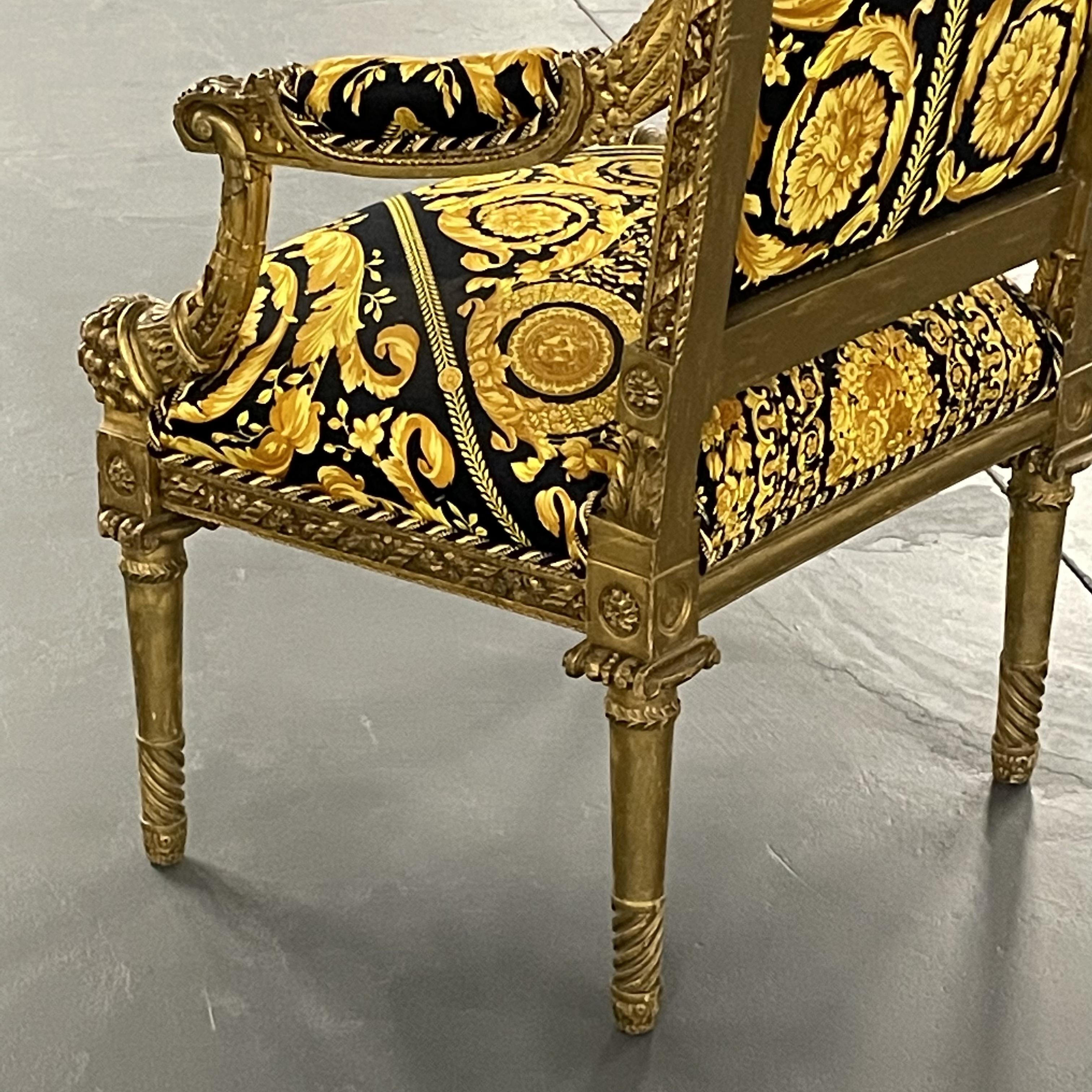 Wood Pair of 19th-20th Century Louis XVI Style Carved Armchairs  For Sale