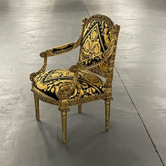 Pair of 19th-20th Century Louis XVI Style Carved Armchairs