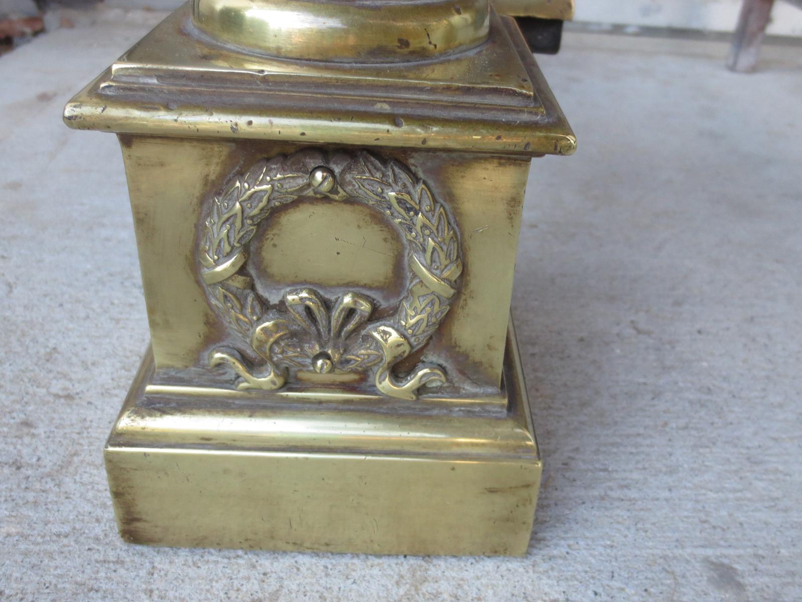 Pair of 19th-20th century neoclassical brass andirons.