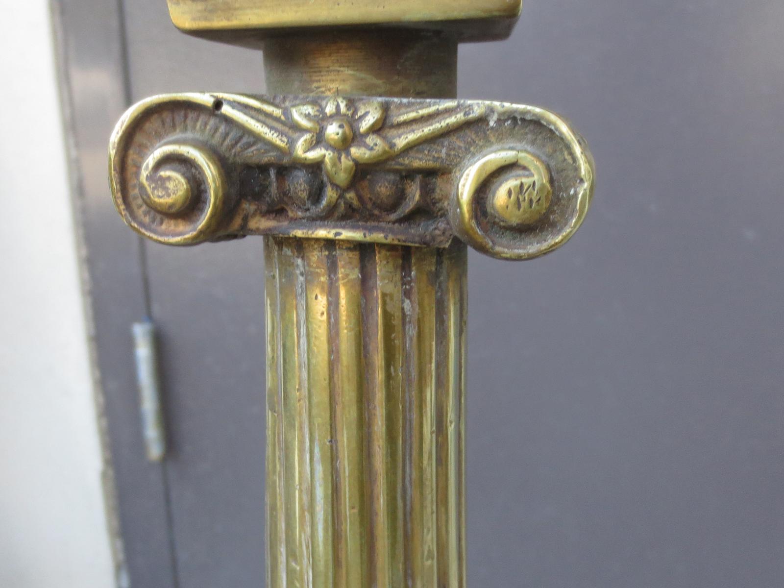 Pair of 19th-20th Century Neoclassical Brass Andirons For Sale 4