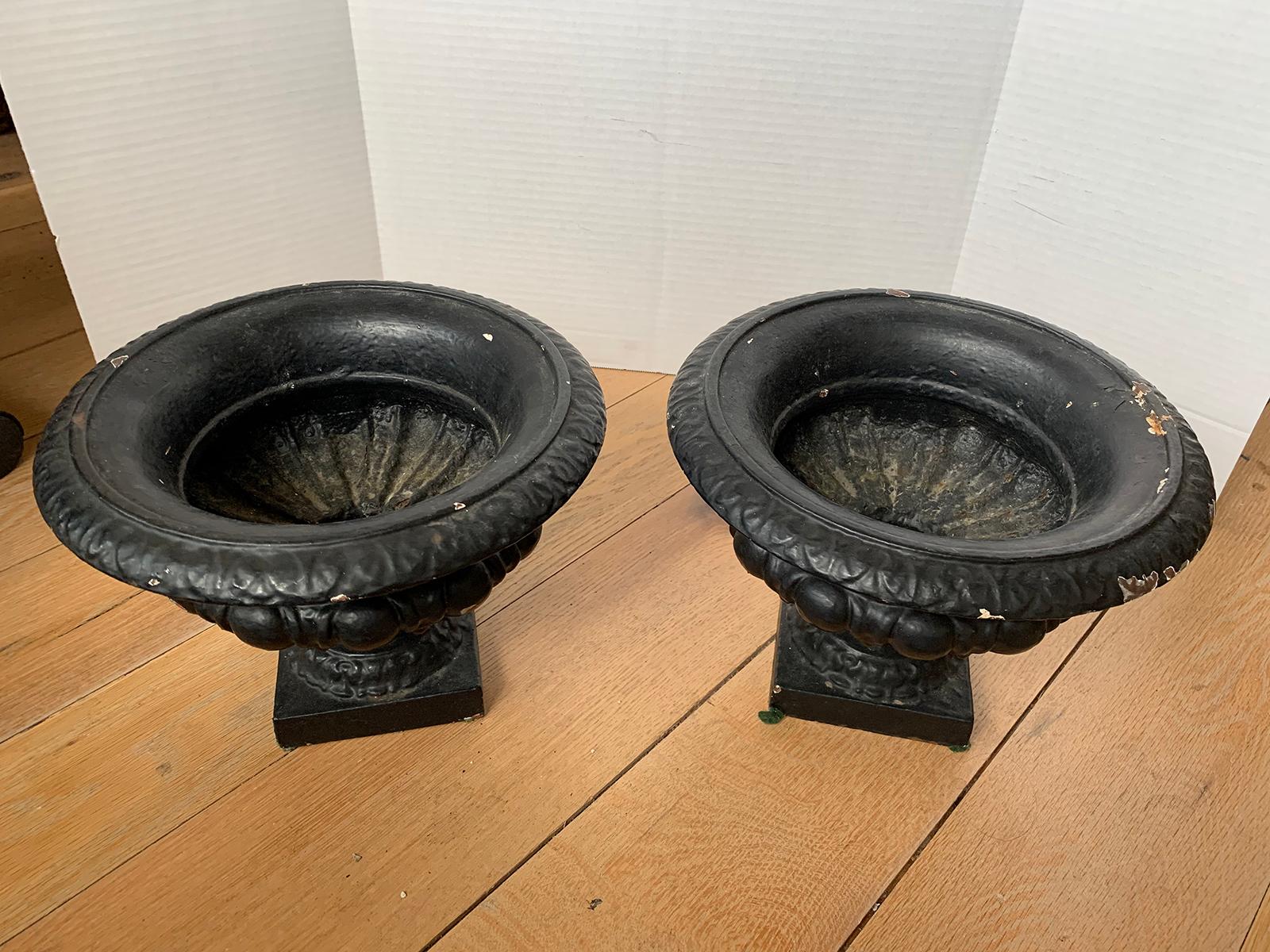 Pair of 19th-20th Century Neoclassical Iron Urns 9