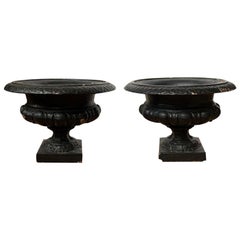 Pair of 19th-20th Century Neoclassical Iron Urns
