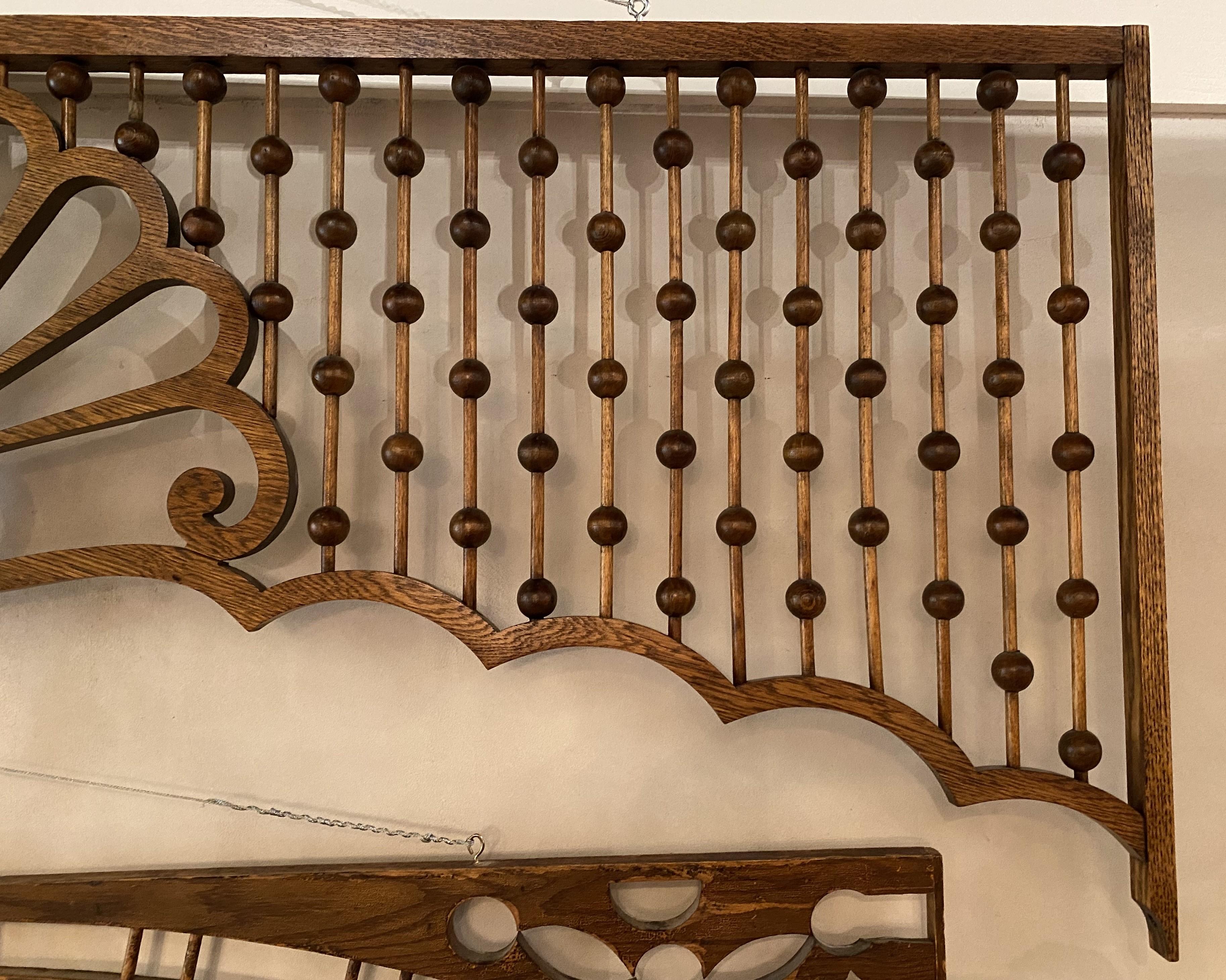 American Pair of 19th/ 20th Century Oak Stick & Ball Architectural Elements For Sale