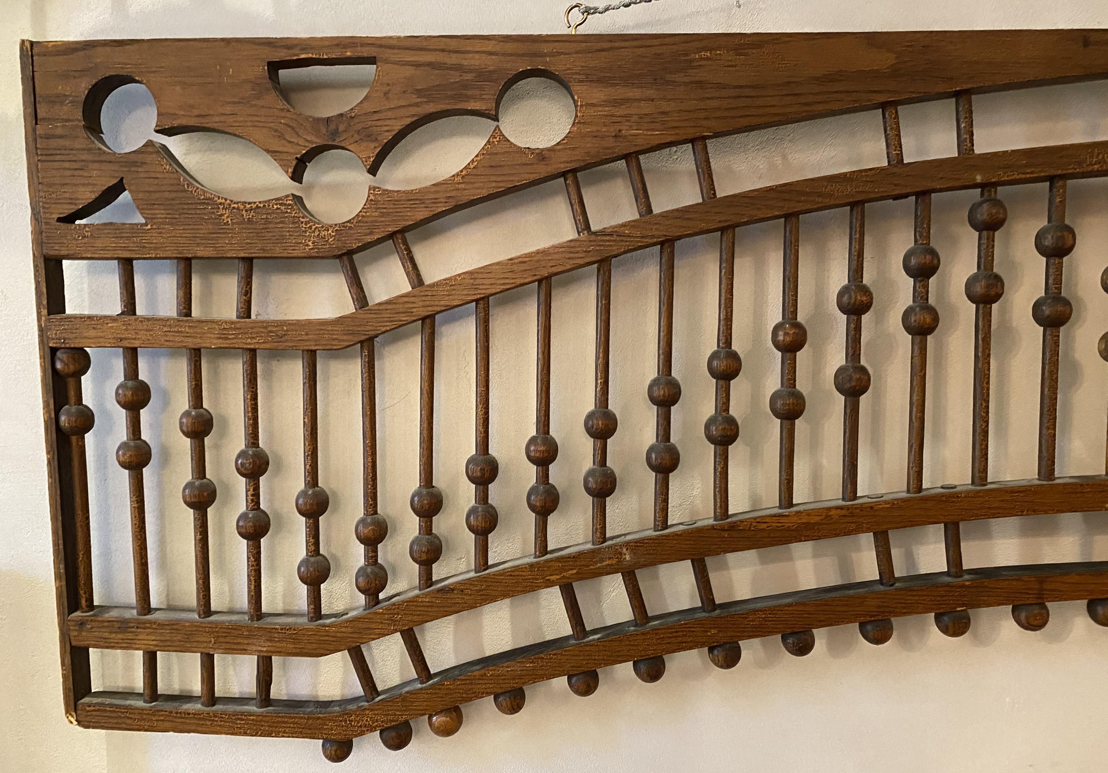 Hand-Carved Pair of 19th/ 20th Century Oak Stick & Ball Architectural Elements For Sale