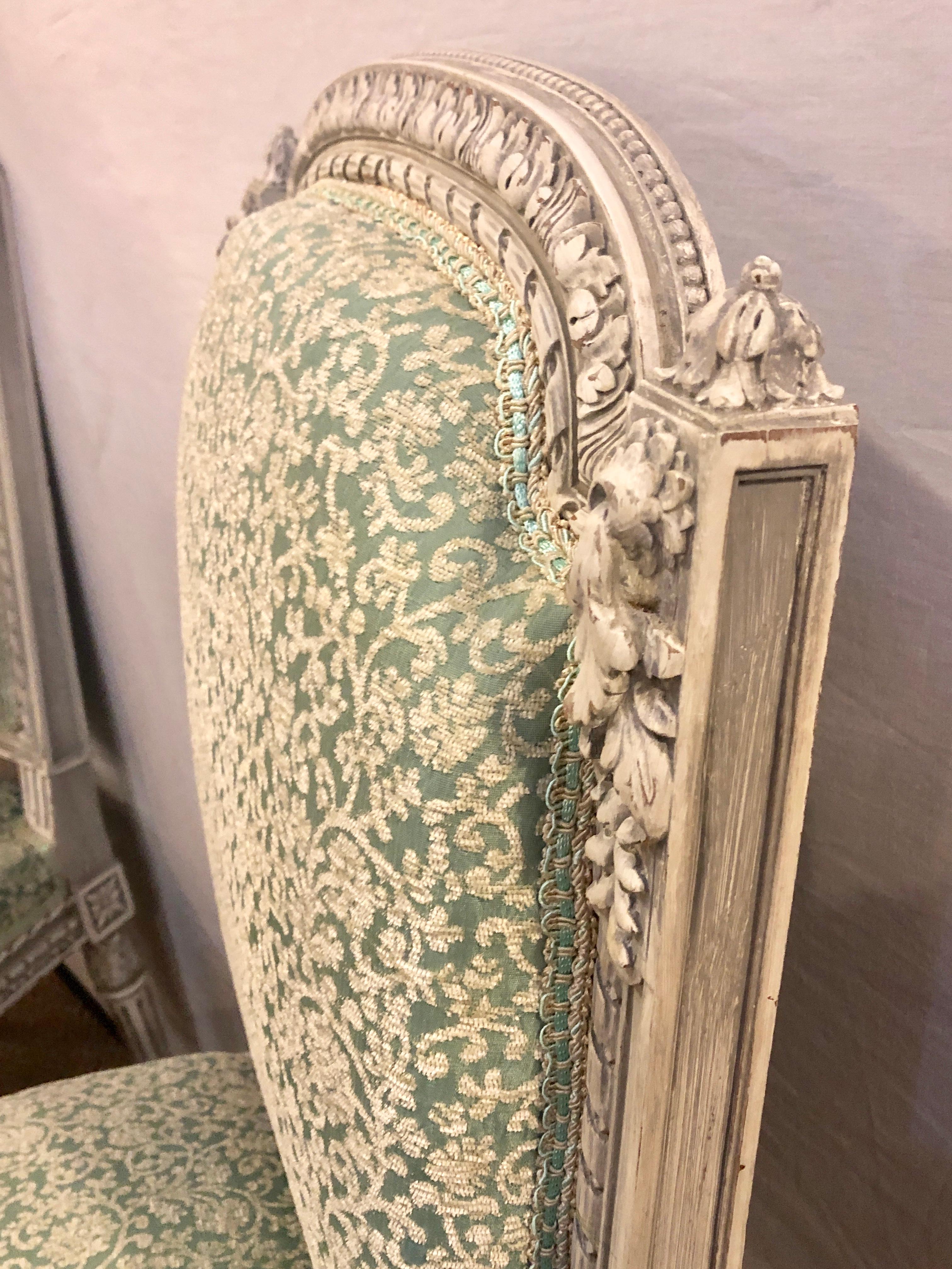 Pair of 19th-20th Century Paint Decorated Louis XVI Style Swedish Side Chairs For Sale 9