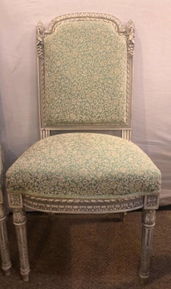 Pair of 19th-20th Century Paint Decorated Louis XVI Style Swedish Side Chairs