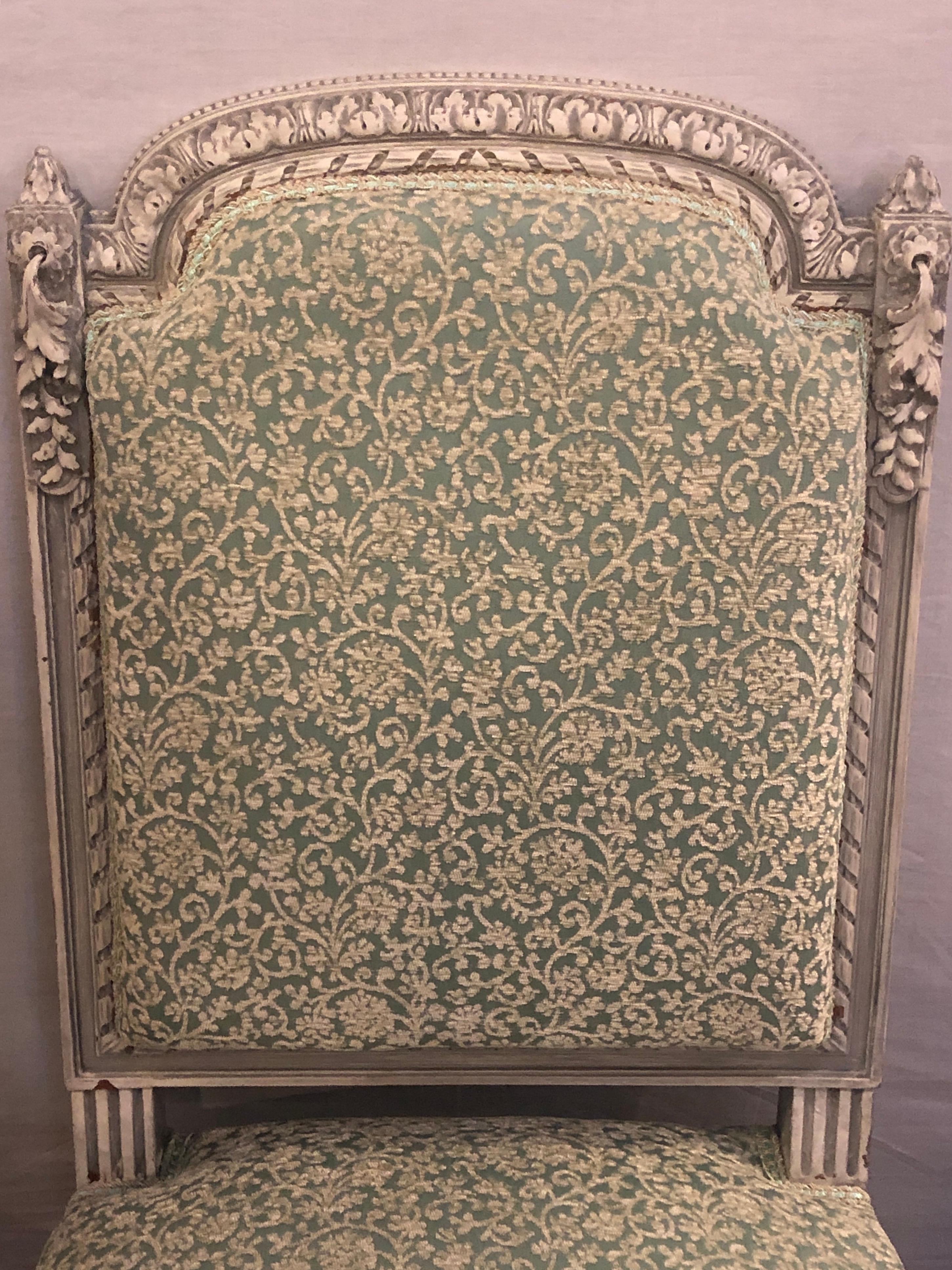 Pair of 19th-20th Century Paint Decorated Louis XVI Style Swedish Side Chairs For Sale 1