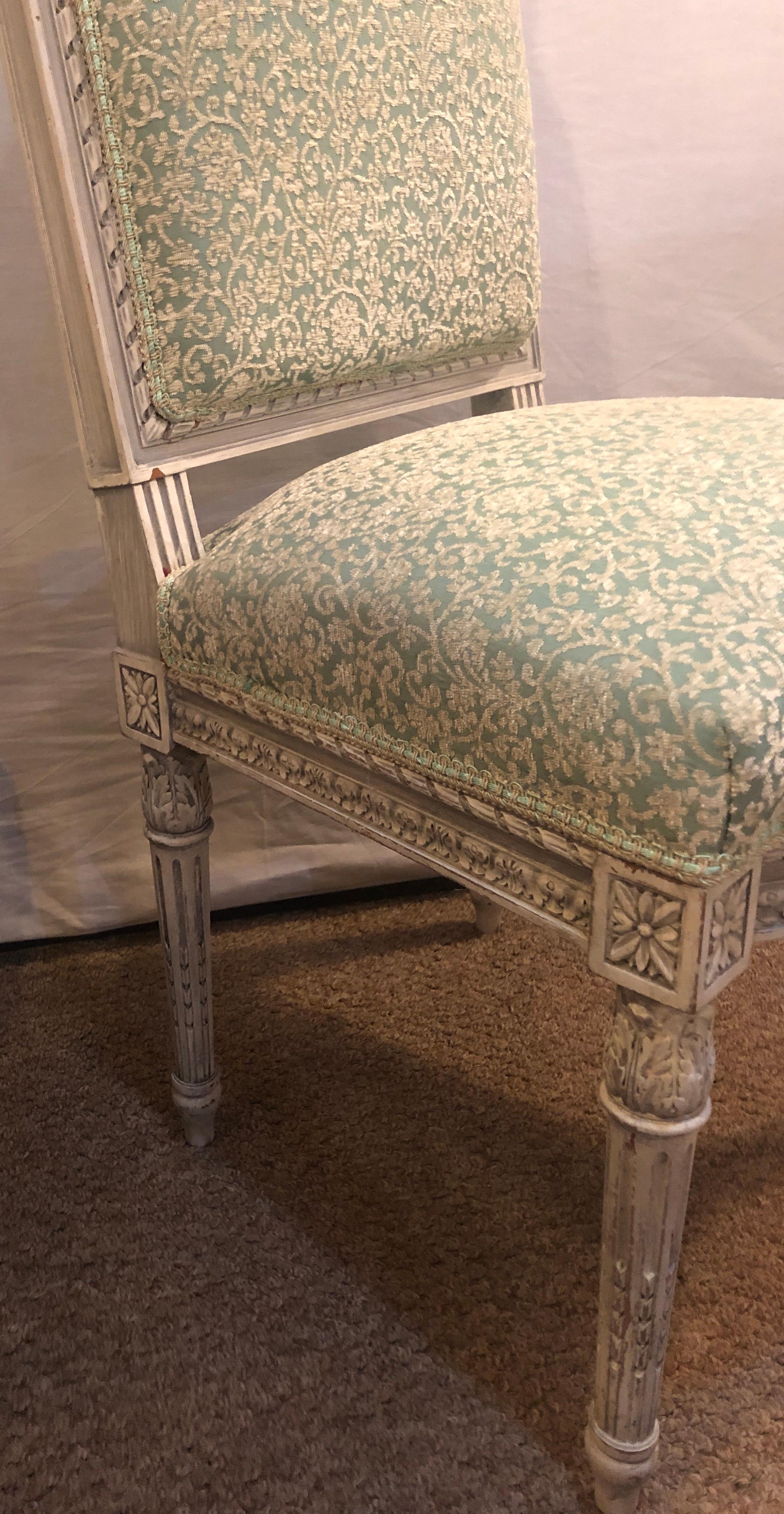 Pair of 19th-20th Century Paint Decorated Louis XVI Style Swedish Side Chairs For Sale 4