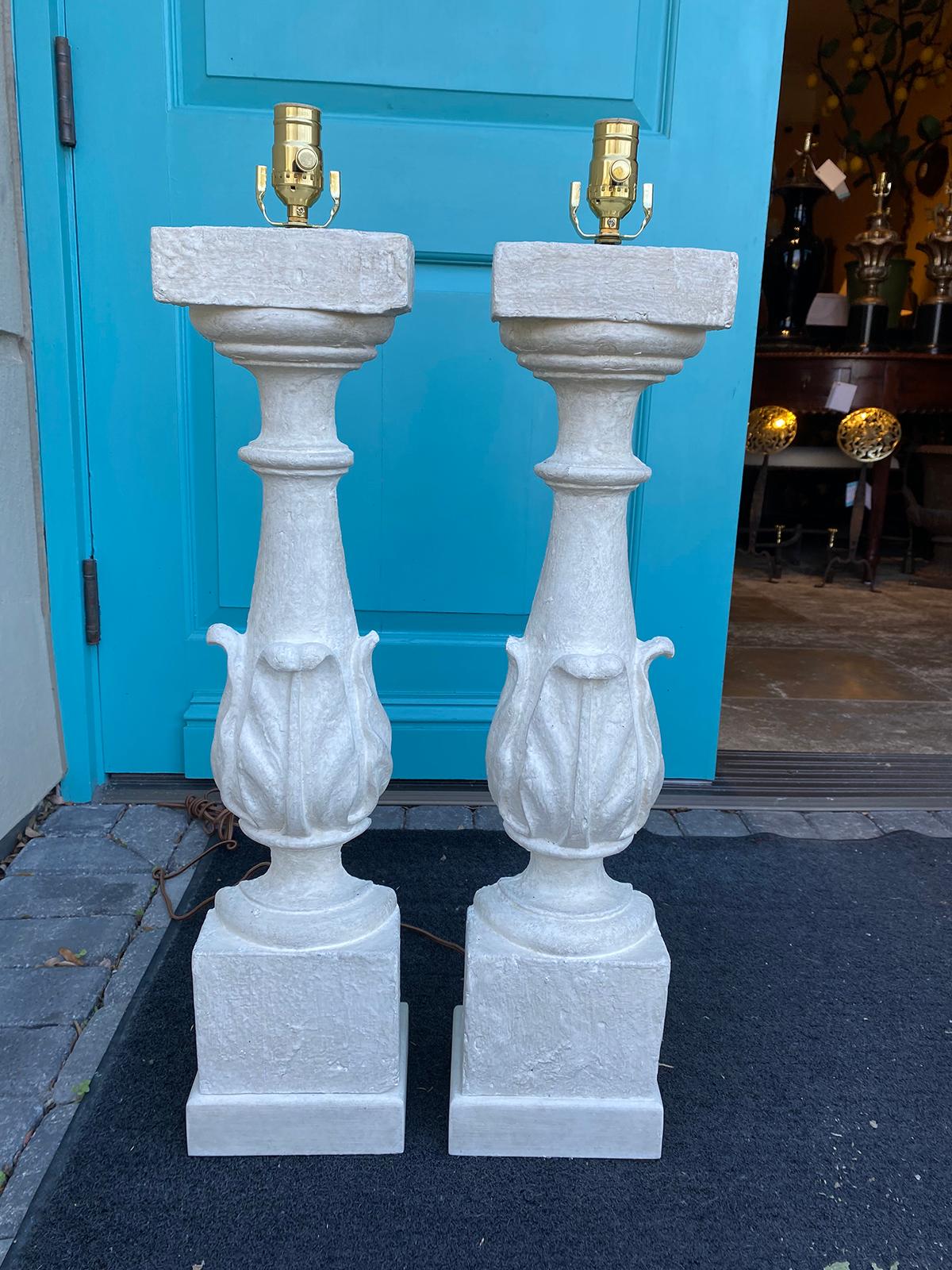 Pair of 19th-20th century painted balustrades as lamps, custom finish
New wiring.