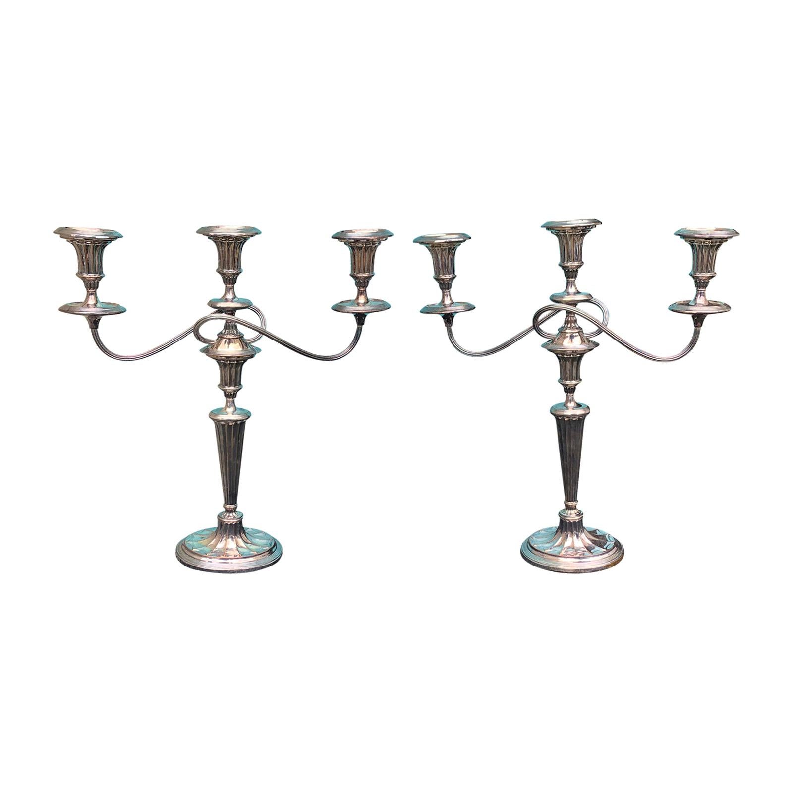 Pair of 19th Century Silver Plate Candelabra For Sale at 1stDibs