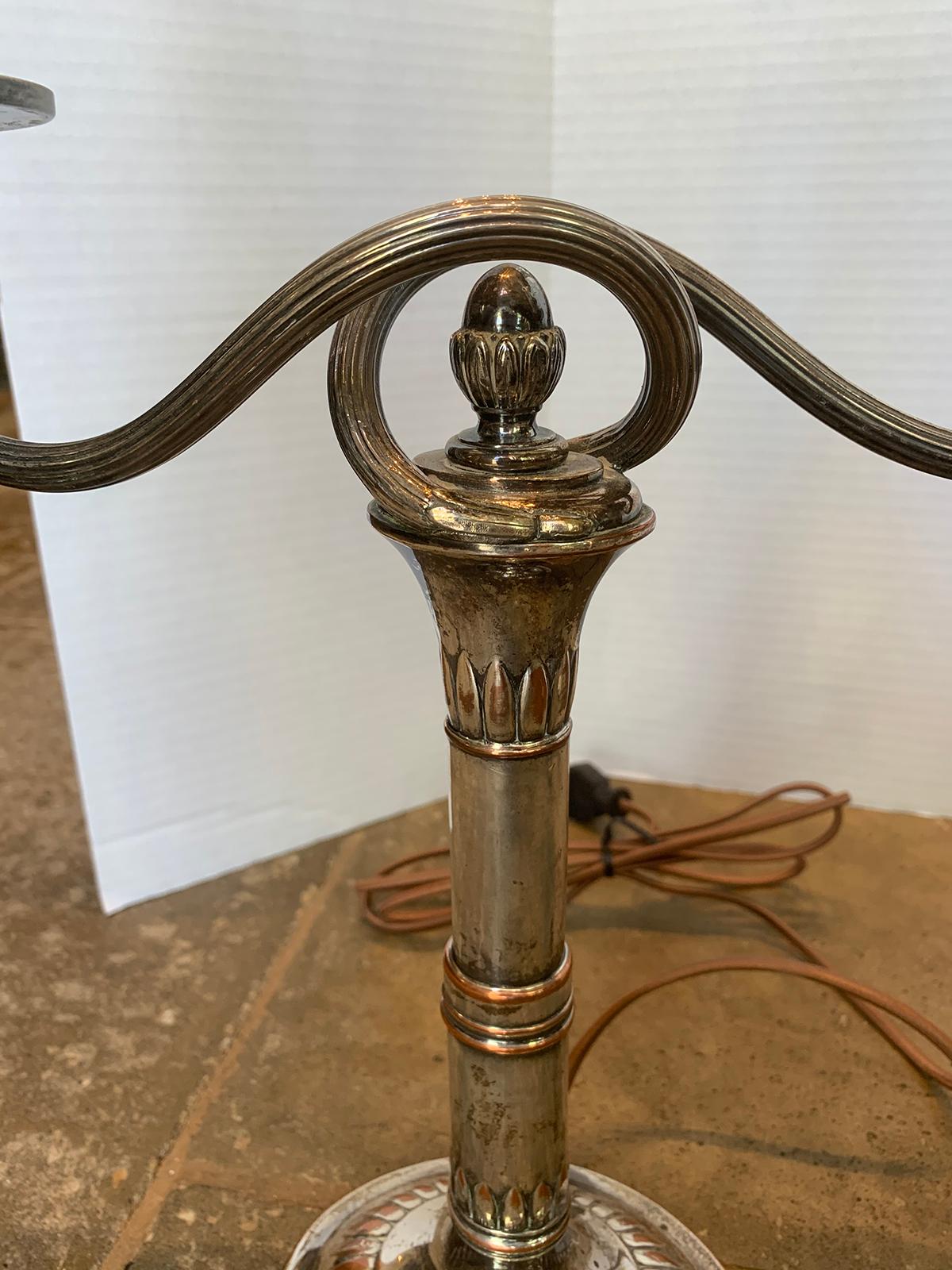 Pair of 19th-20th Century Sheffield Silver Two-Arm Candelabra Lamps For Sale 2