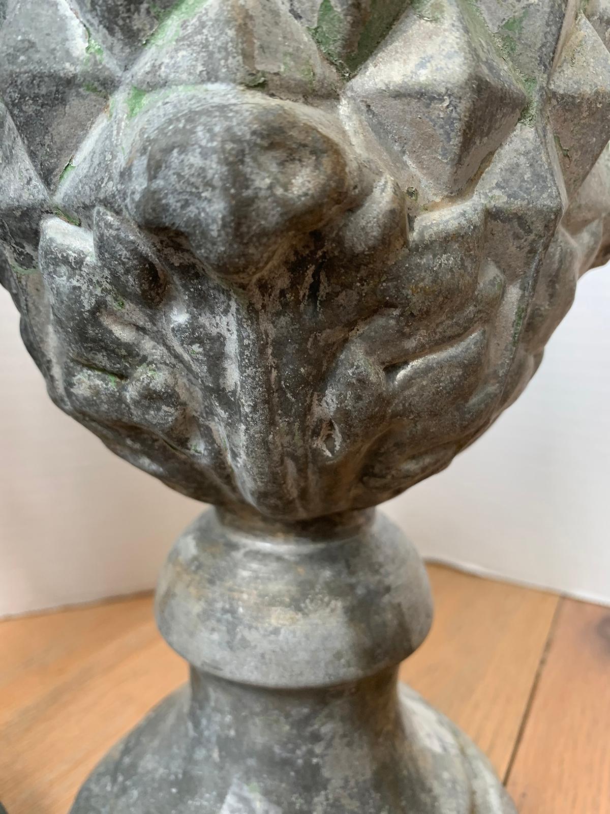 Pair of 19th-20th Century Zinc Pineapple Finials For Sale 4