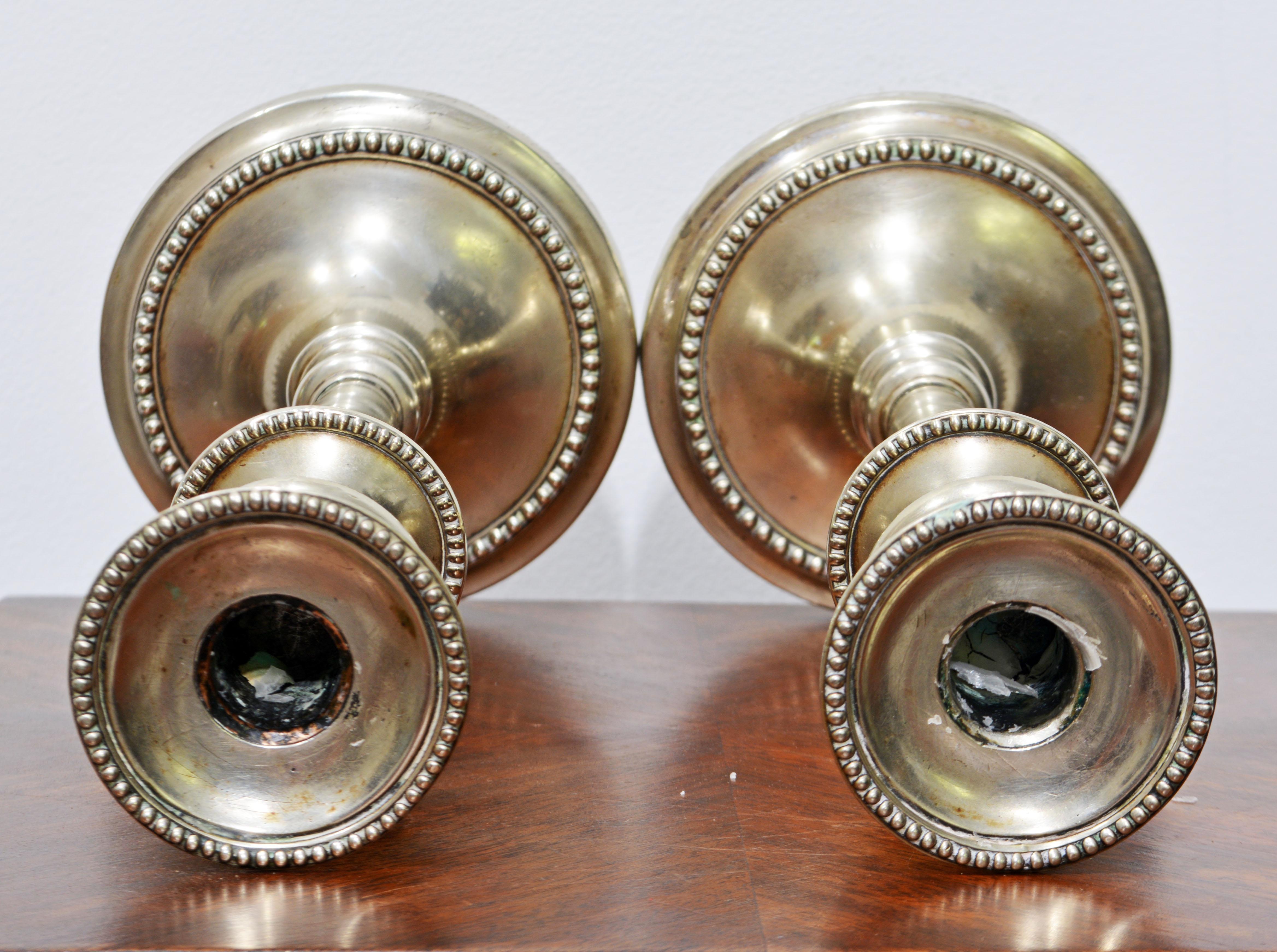 Pair of 19th C Adam Style Sheffield Candle Holders Inscribed Thos Wilson Sons Co For Sale 1