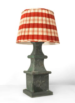 Pair of American Victorian Green Tole Table Lamps