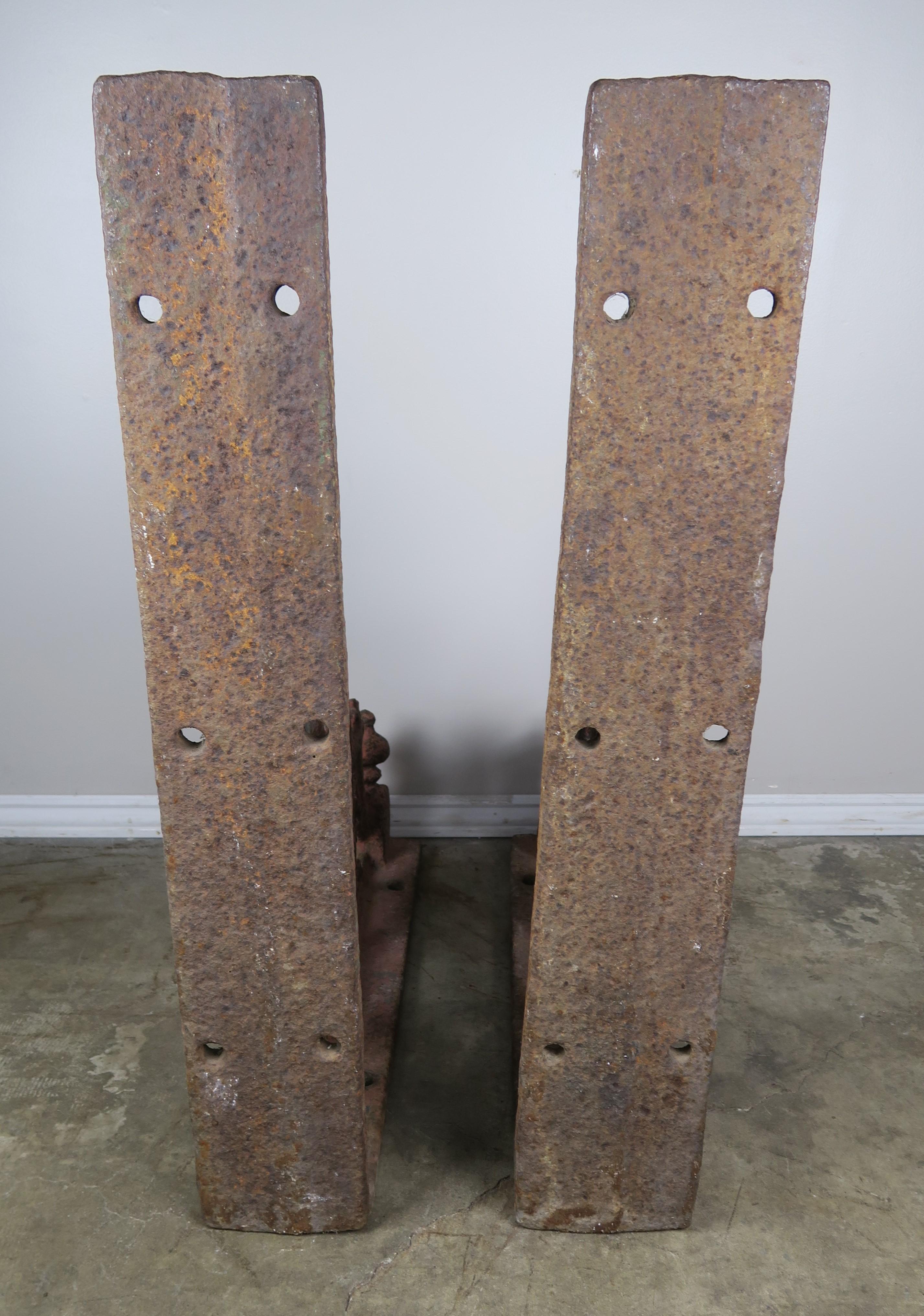 Pair of 19th Century American Painted Cast Iron Architectural Brackets 