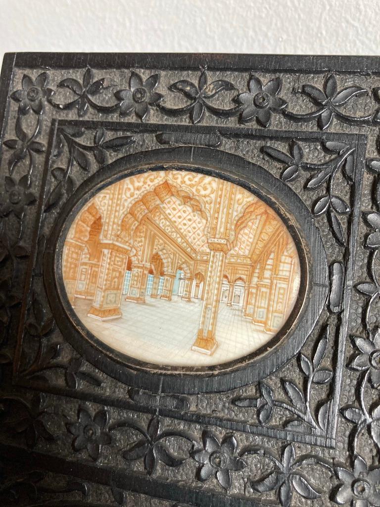 Pair of Anglo-Indian Miniature Paintings of the Taj Mahal in Ebony Frames 2
