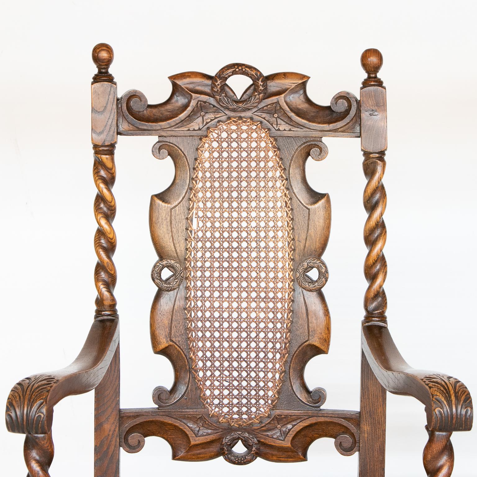 Woodwork Pair of 19th C. Barley Twist Armchairs