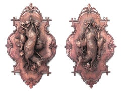 Pair of 19th c. Black Forest Plaques Relating to the Hunt