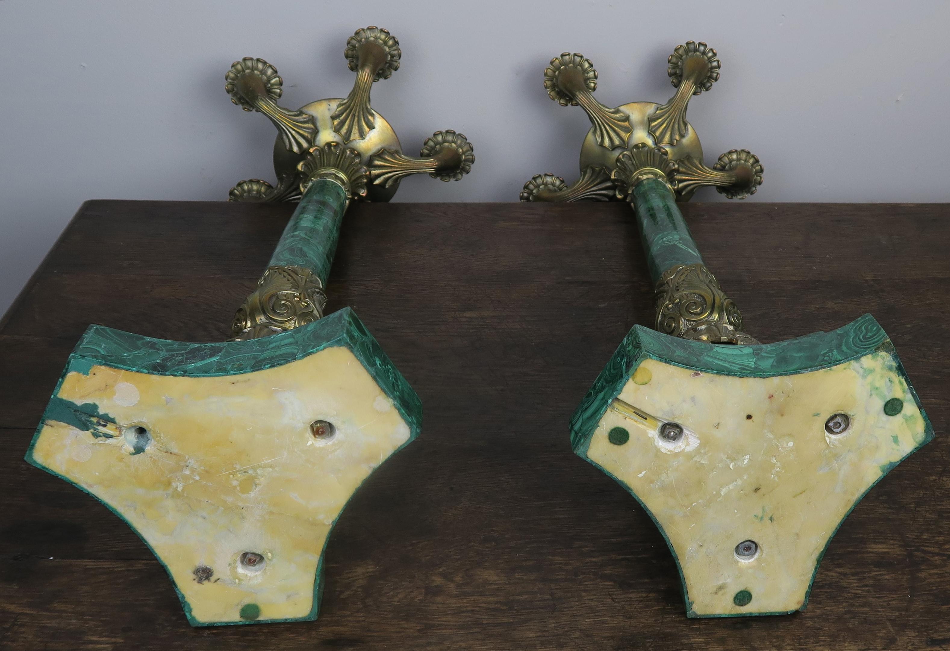 Pair of 19th Century Bronze and Malachite Candelabras 6