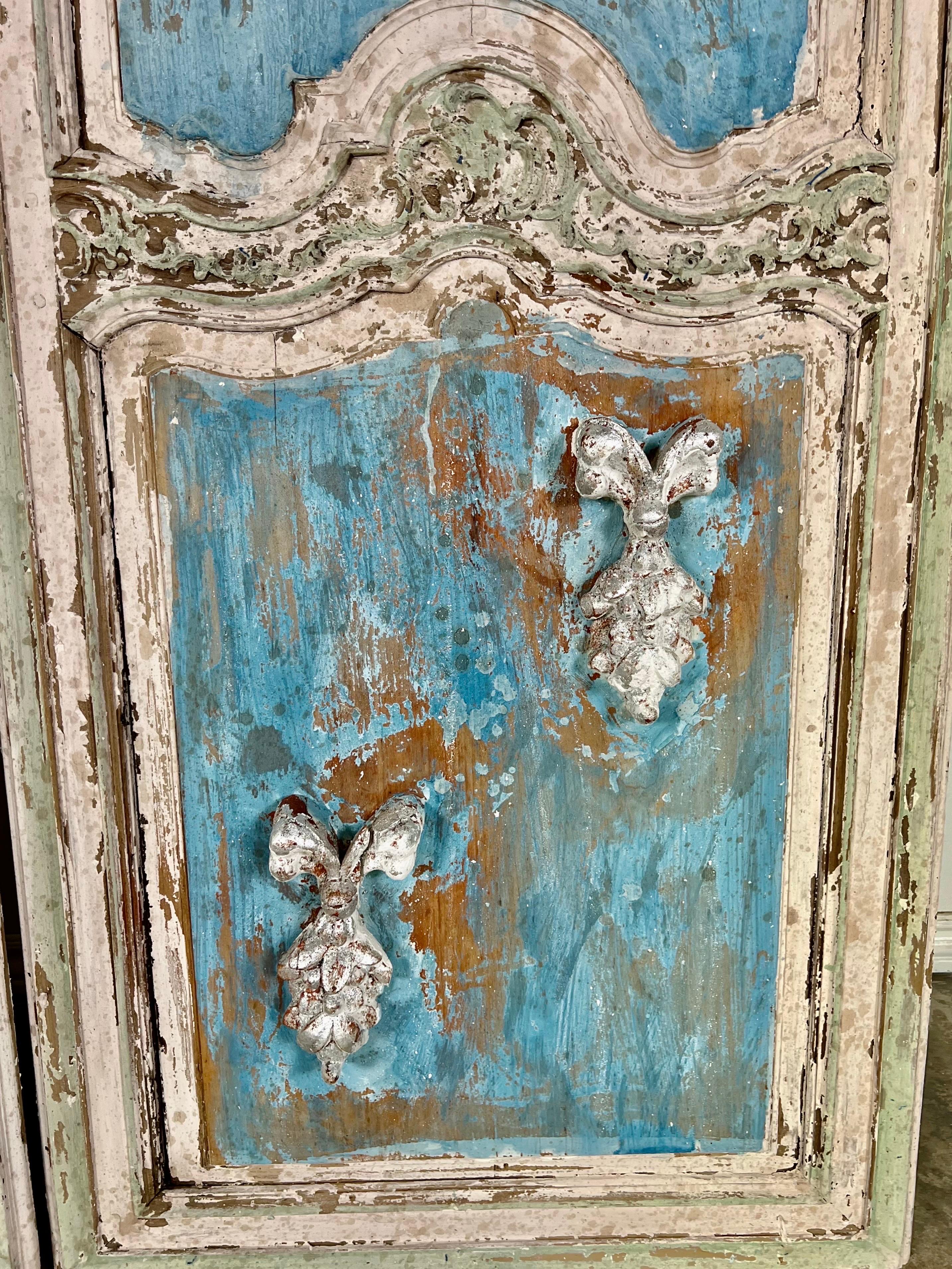 Pair of 19th C. Carved & Painted Doors 3