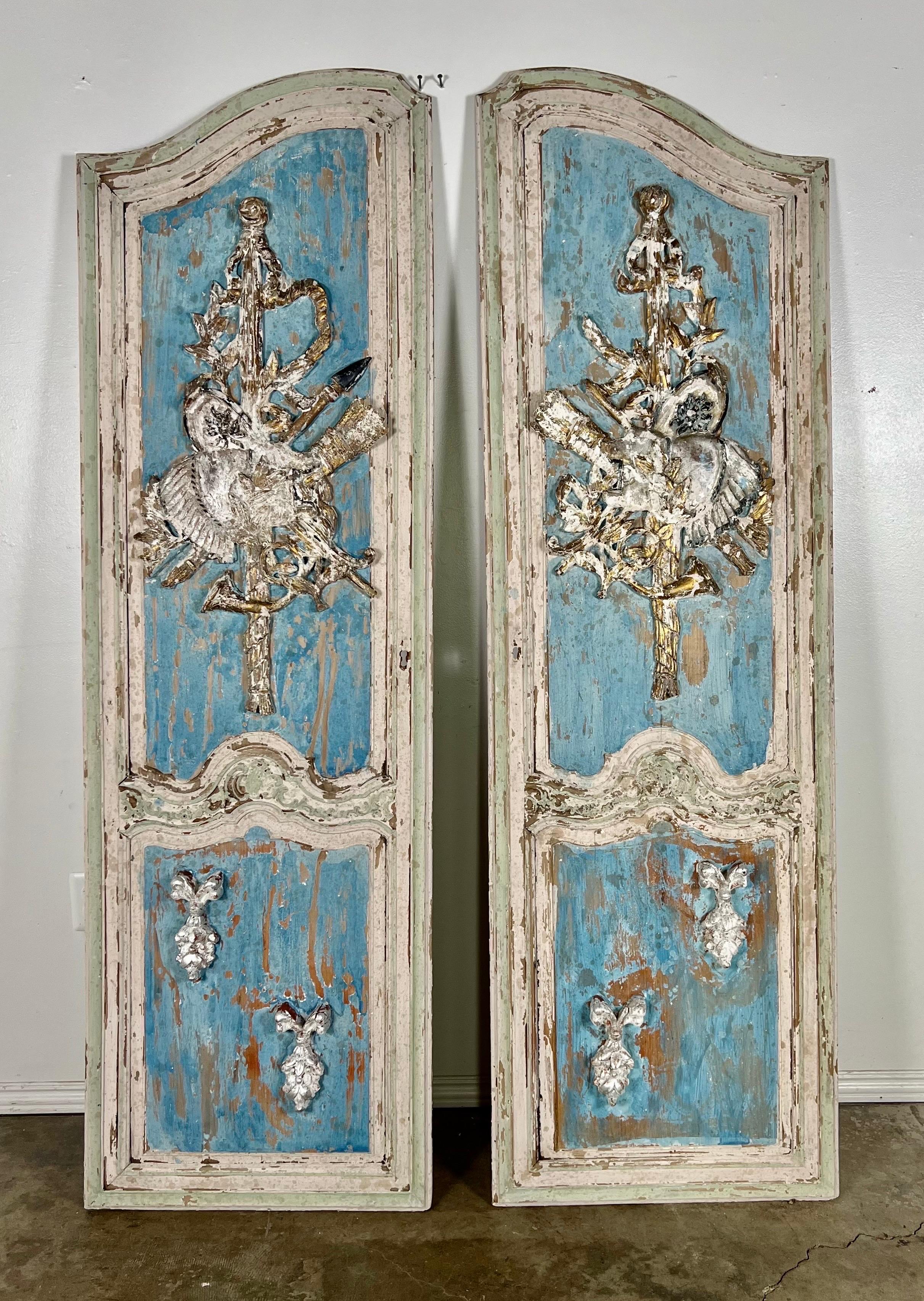 Pair of 19th C. Carved & Painted Doors 6