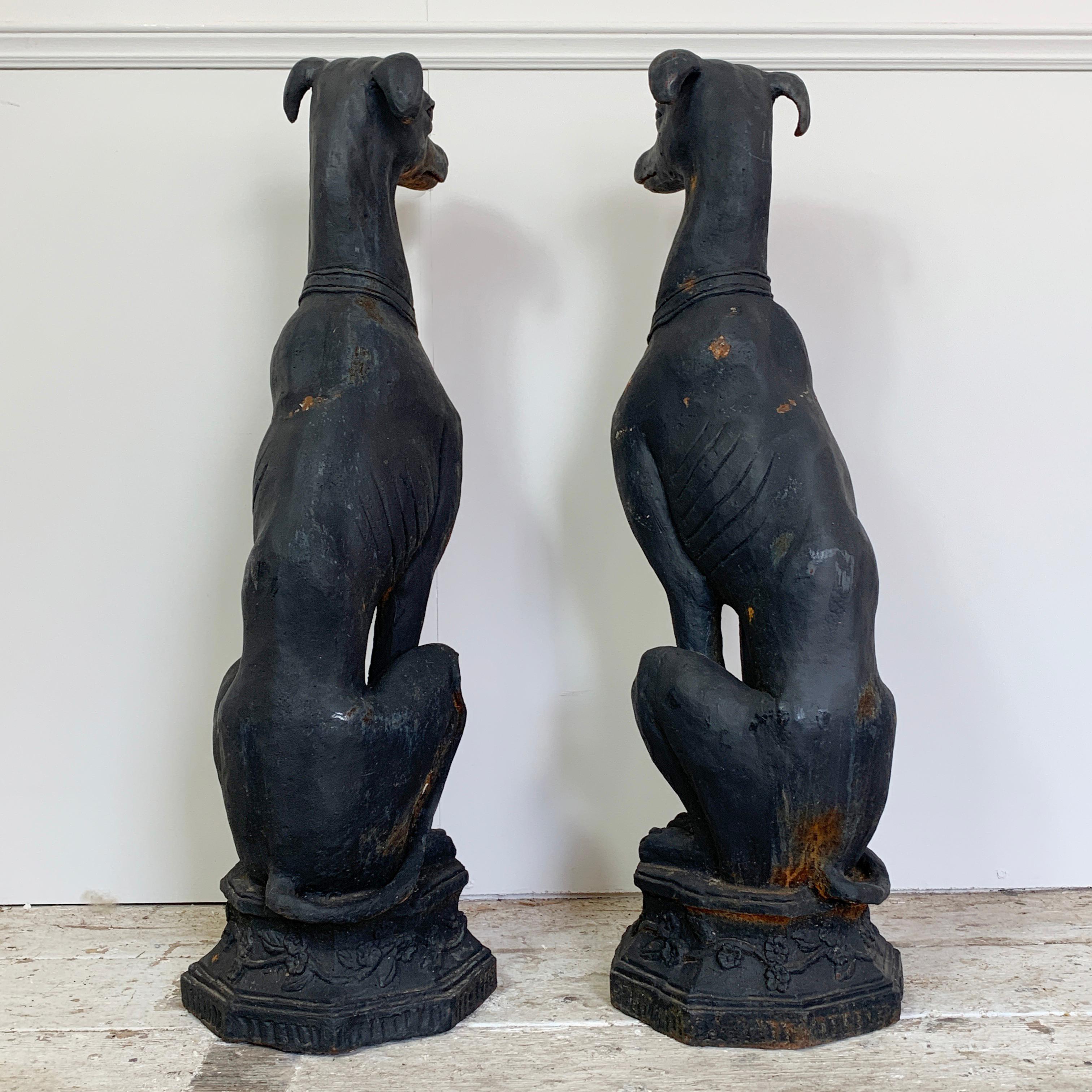 Pair of 19th Century Cast Iron Whippet Garden Statues 4