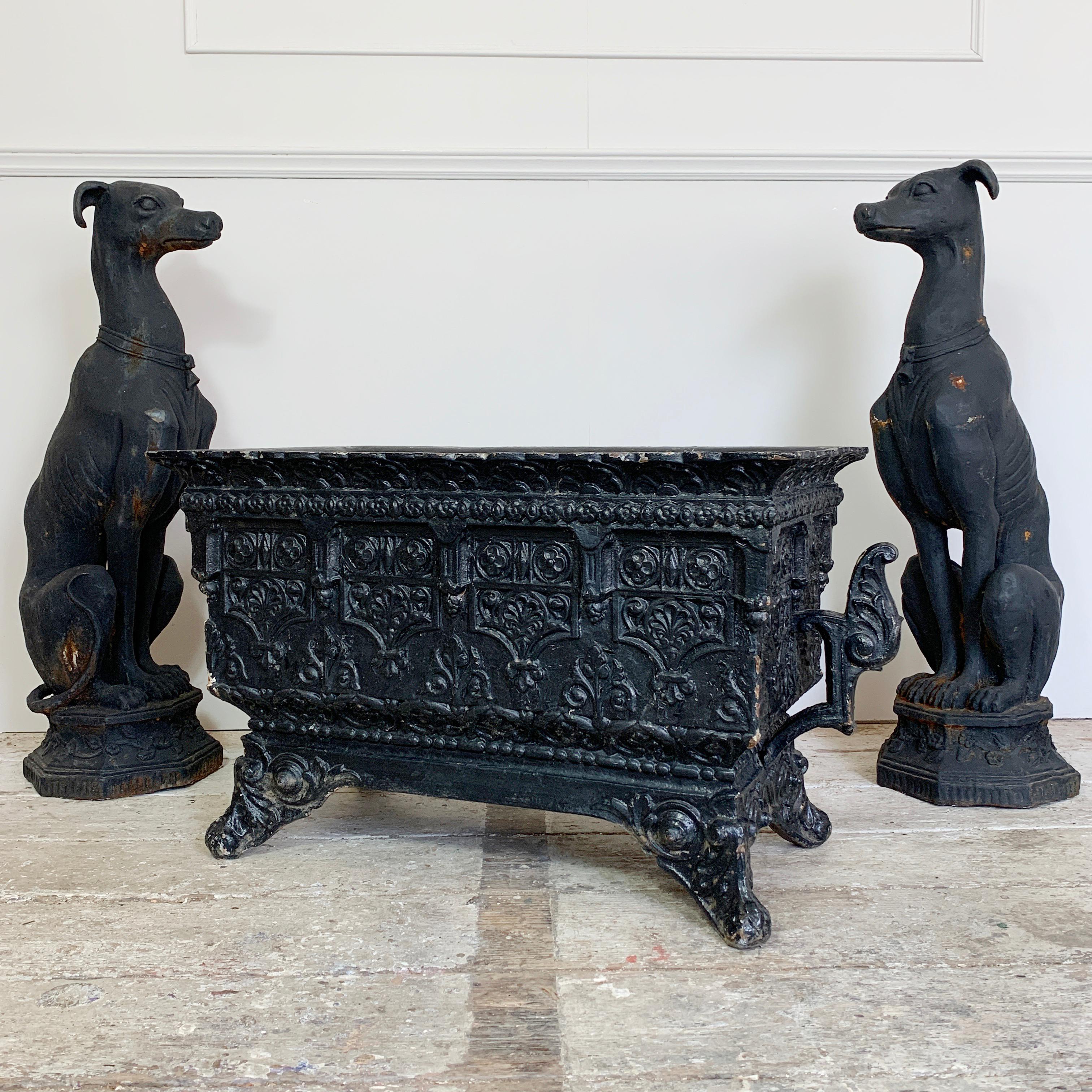 Pair of 19th Century Cast Iron Whippet Garden Statues 5