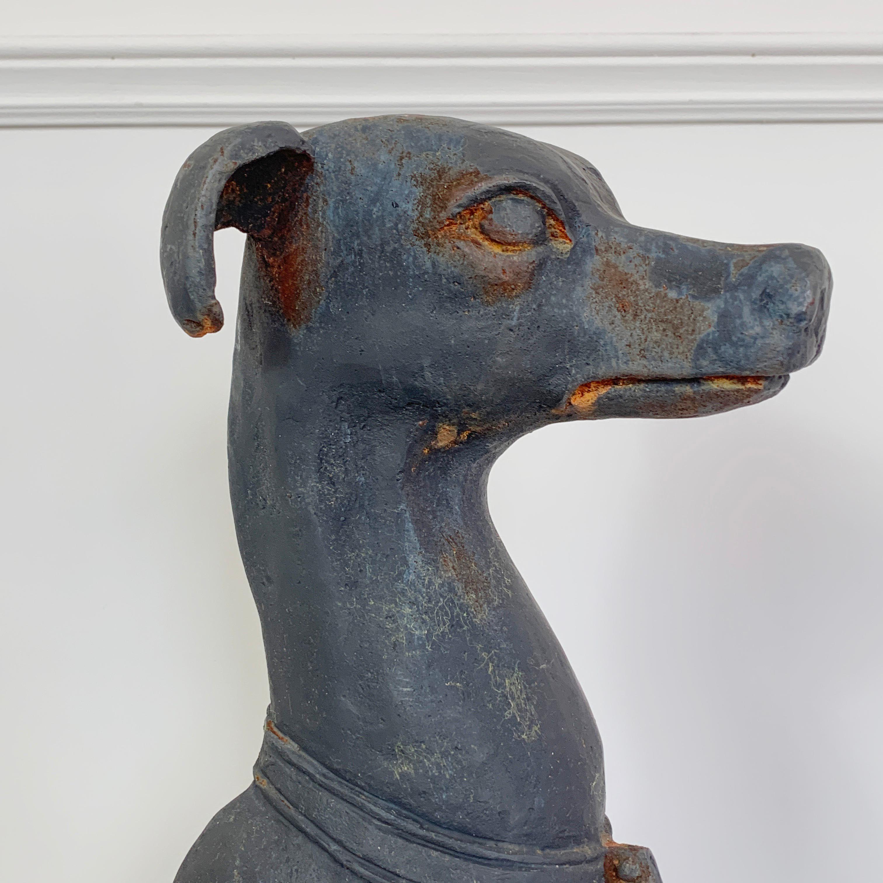 Pair of 19th Century Cast Iron Whippet Garden Statues 1