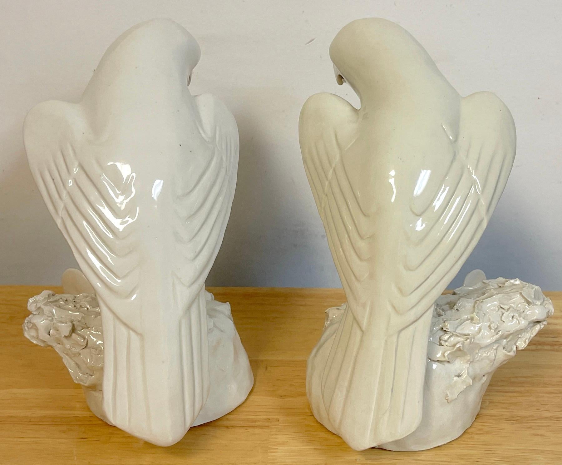 Pair of 19th C Chinese Blanc de Chine Figures of Parrots In Good Condition In West Palm Beach, FL