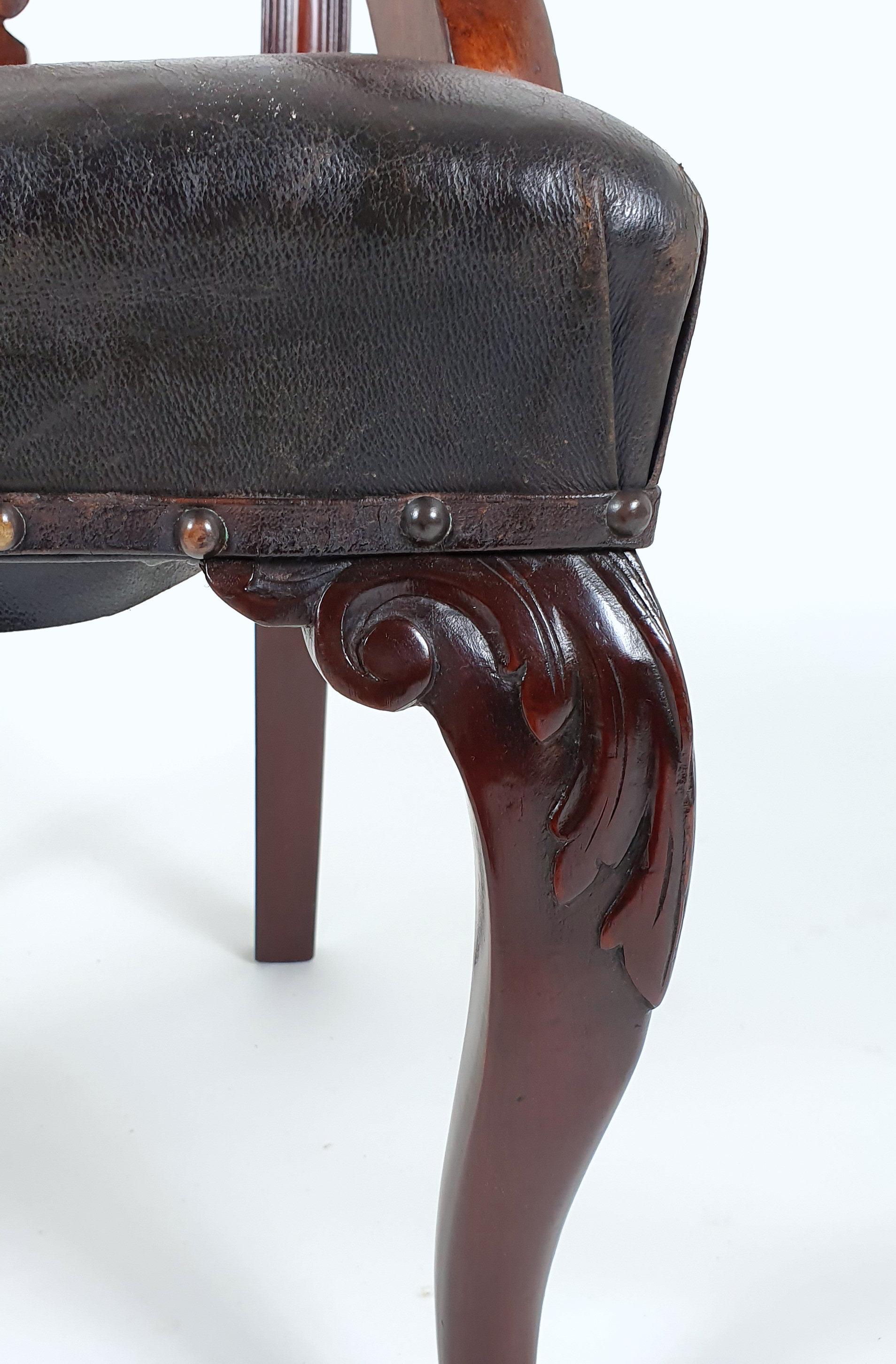 Pair of 19th Century Chippendale Design Carved Mahogany Elbow Chairs For Sale 6