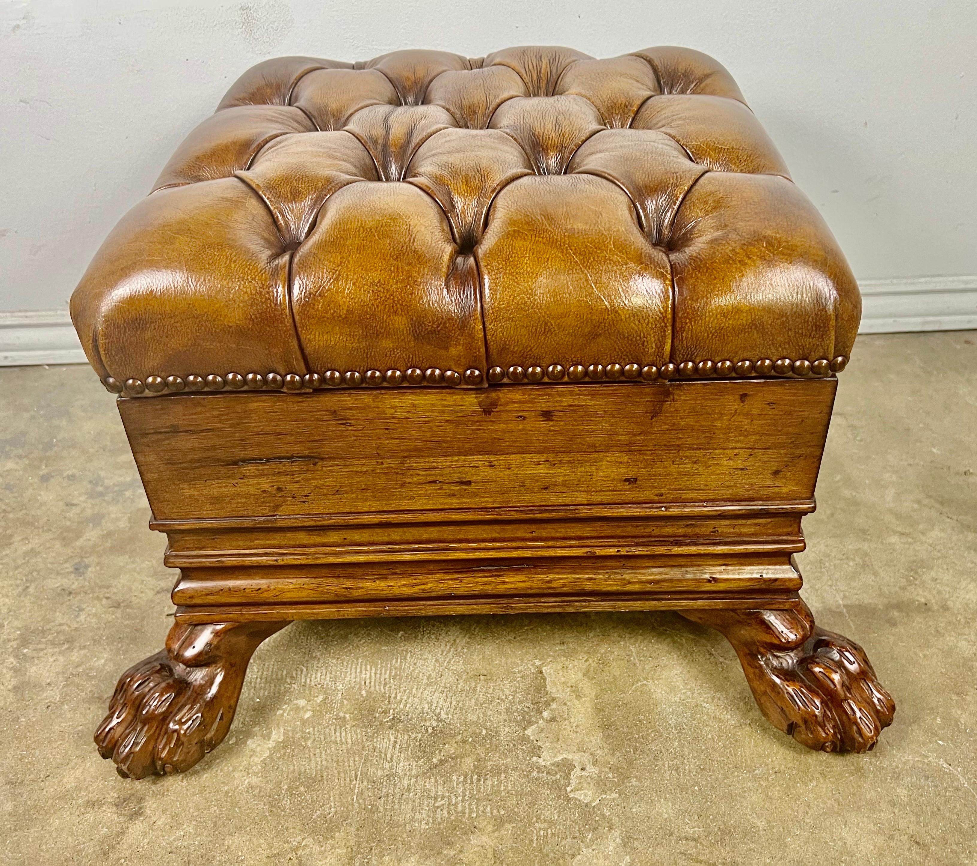 Leather Pair of 19th C. English Footstools