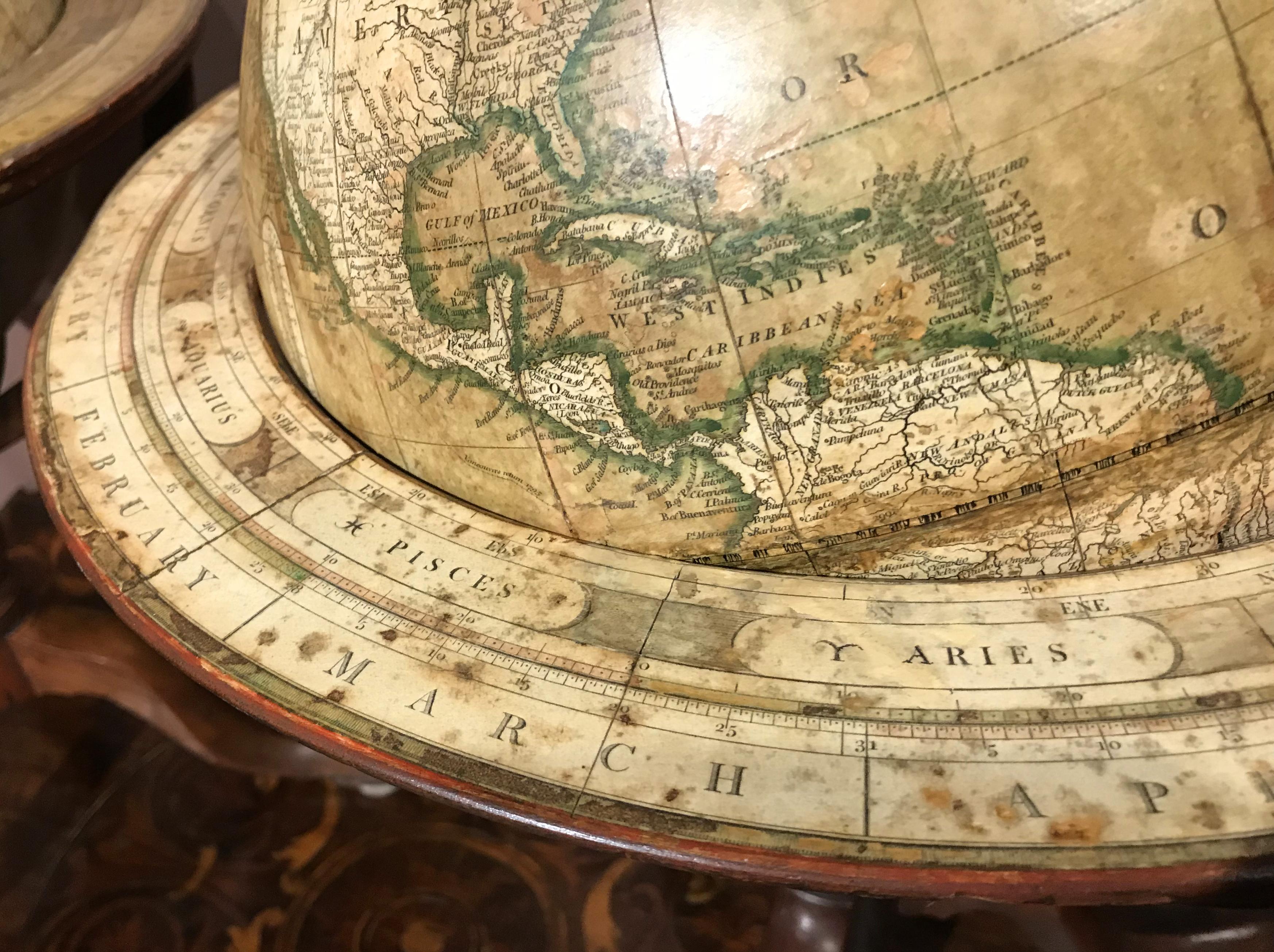 Paire de globes de table célestes/terrestres anglais J & W Cary du 19ème siècle en vente 3