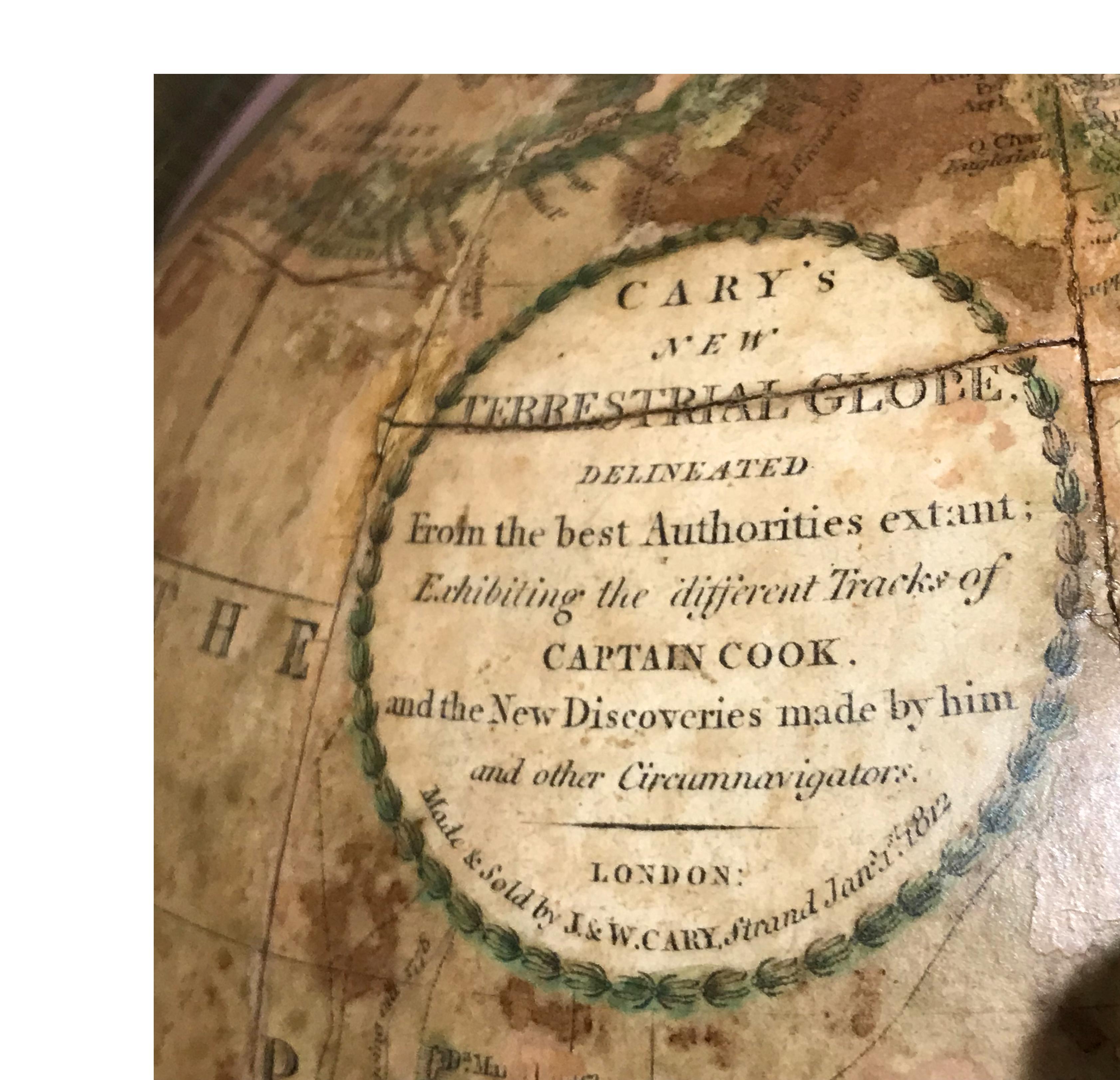 Paire de globes de table célestes/terrestres anglais J & W Cary du 19ème siècle en vente 6