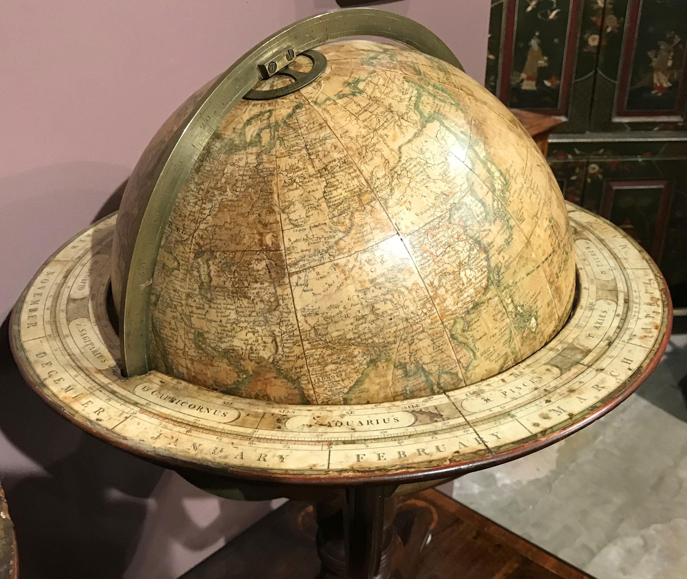Paire de globes de table célestes/terrestres anglais J & W Cary du 19ème siècle en vente 2