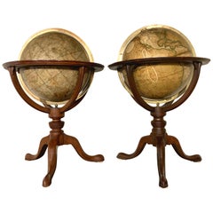 Pair of 19th Century English J & W Cary Celestial/Terrestrial Table Model Globes