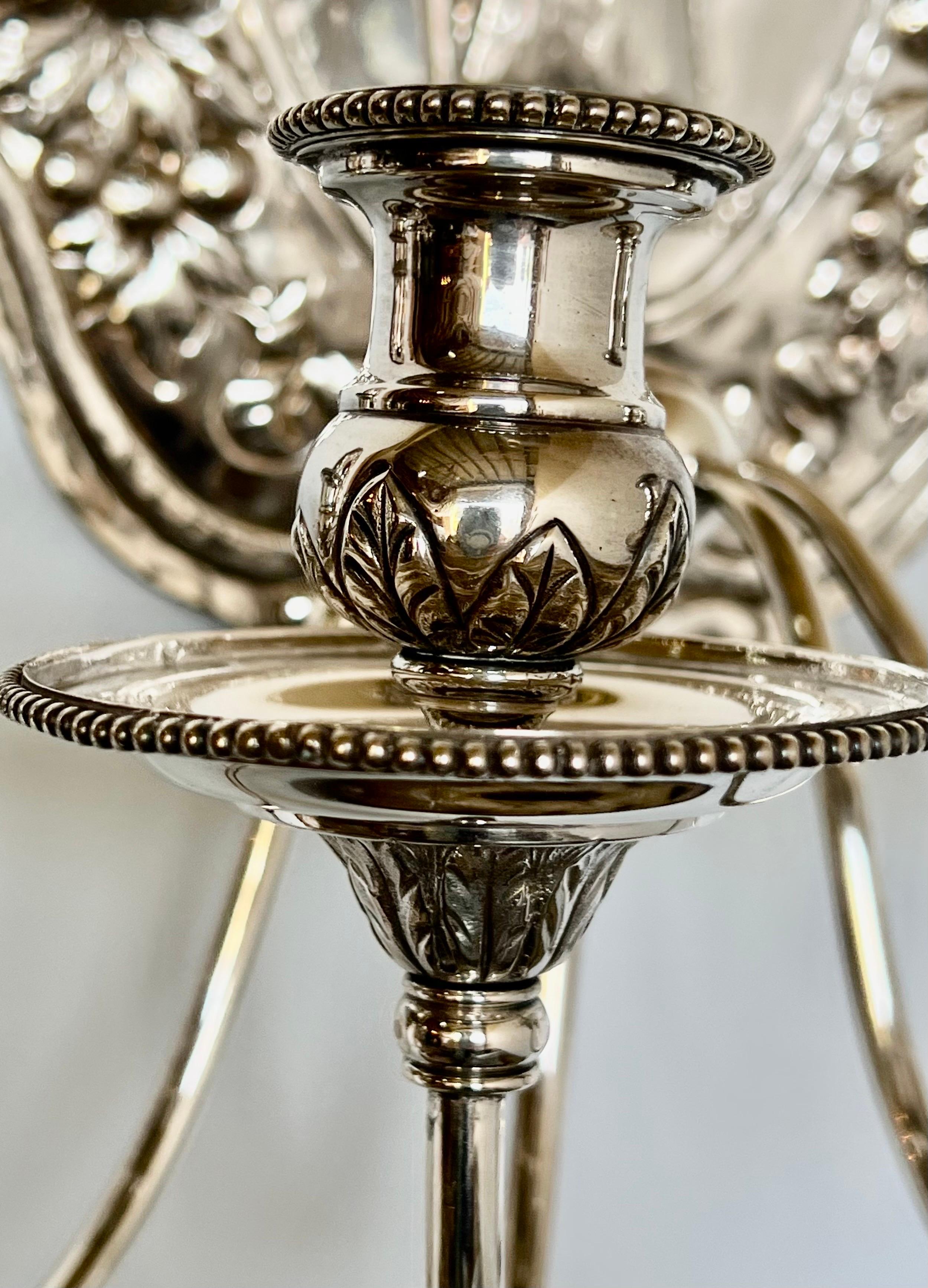 Pair of 19th C. English Silvered Sconces For Sale 6
