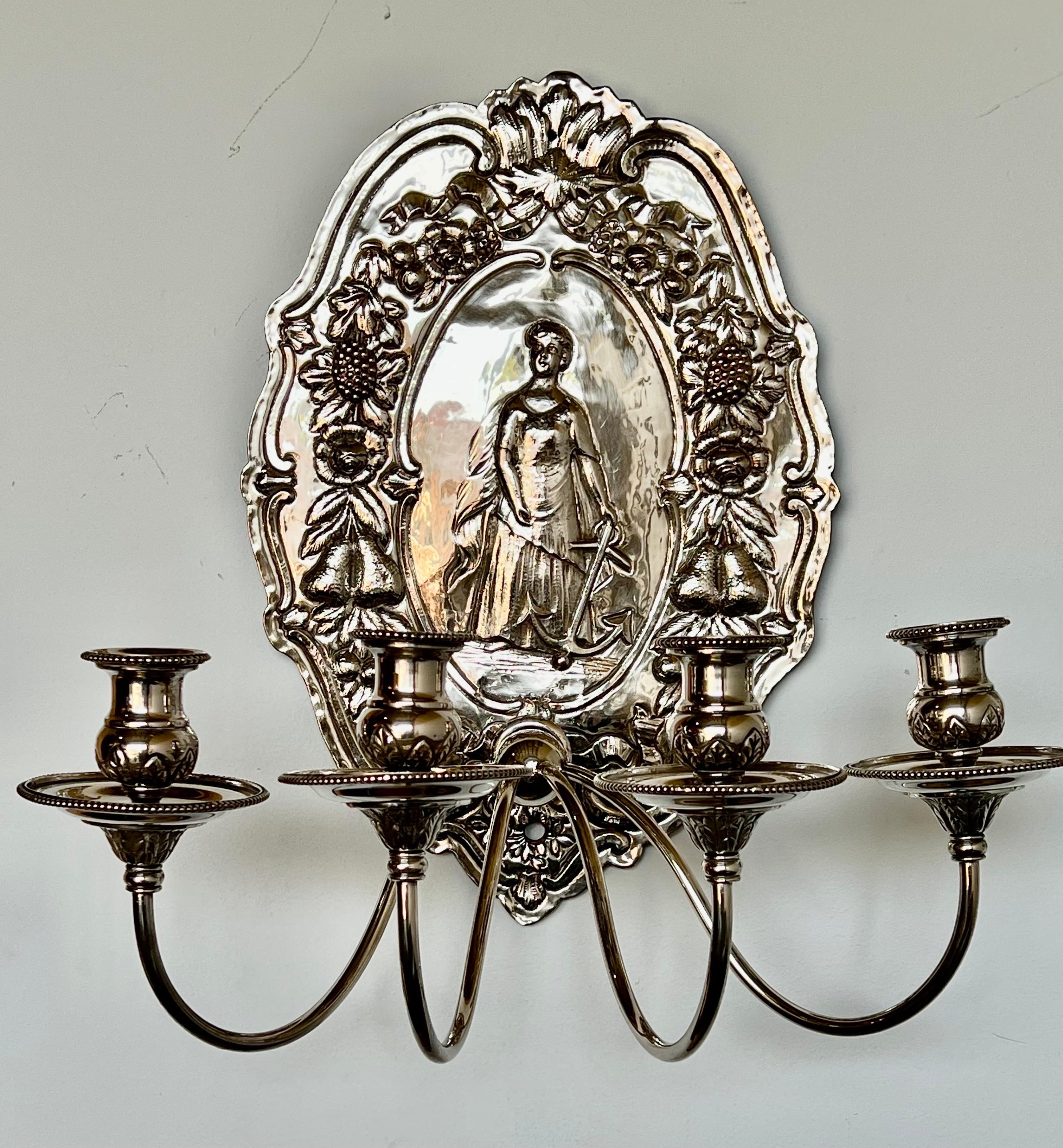 Other Pair of 19th C. English Silvered Sconces For Sale