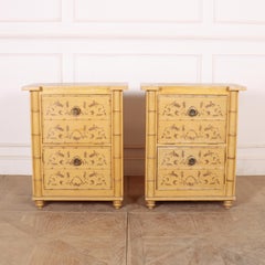 Pair of 19th C Faux Bamboo Bedside Cabinets