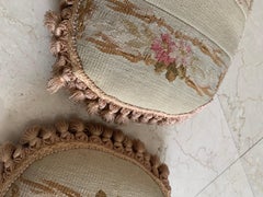 Pair of 19th Century French Tapestry Pillows with Foliage Petite Tassels