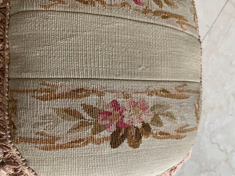 Aubusson Pair of French Provincial Pillows with Foliage and Petite Tassels For Sale