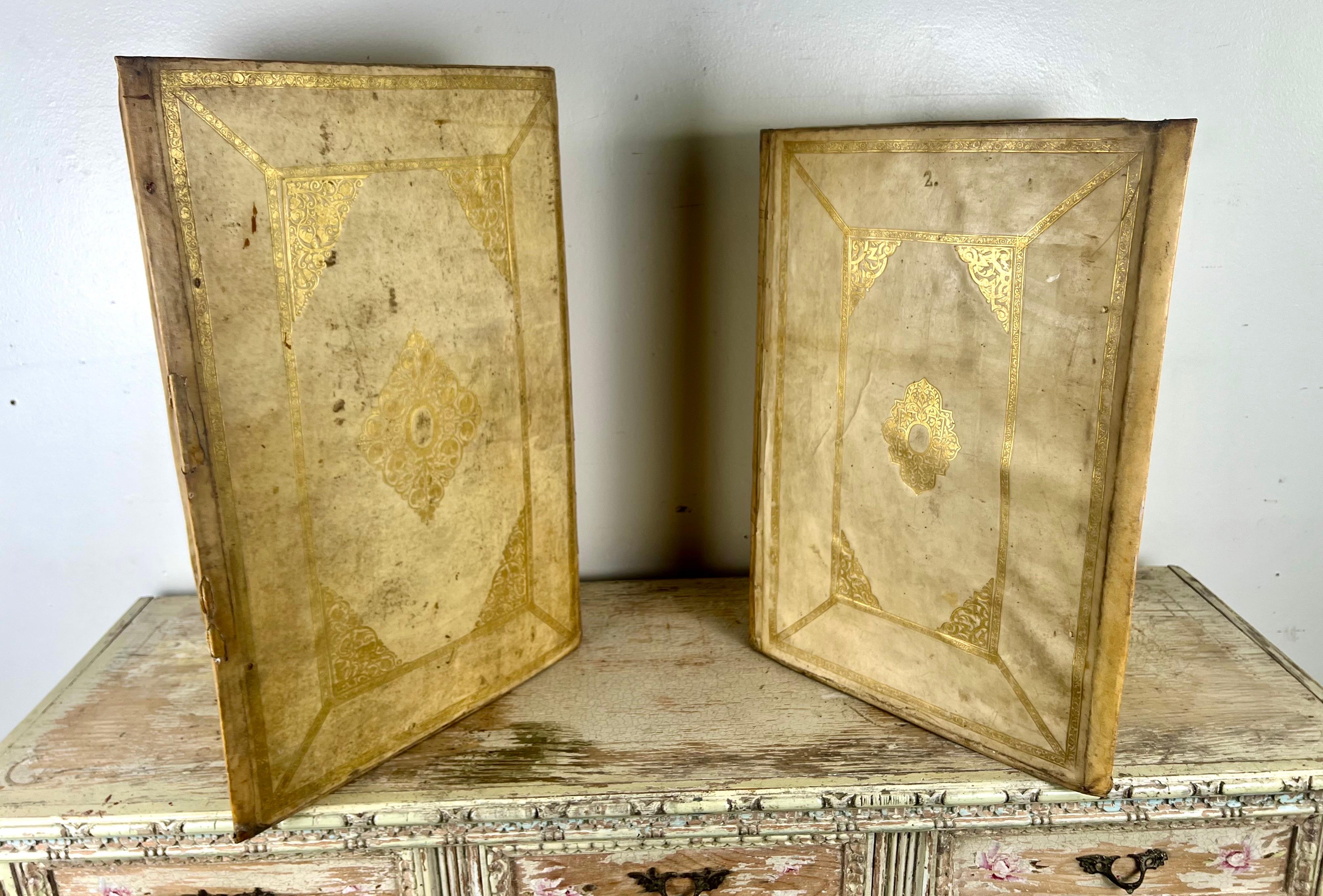 Pair of 19th C. French Book Velum Containers  For Sale 4